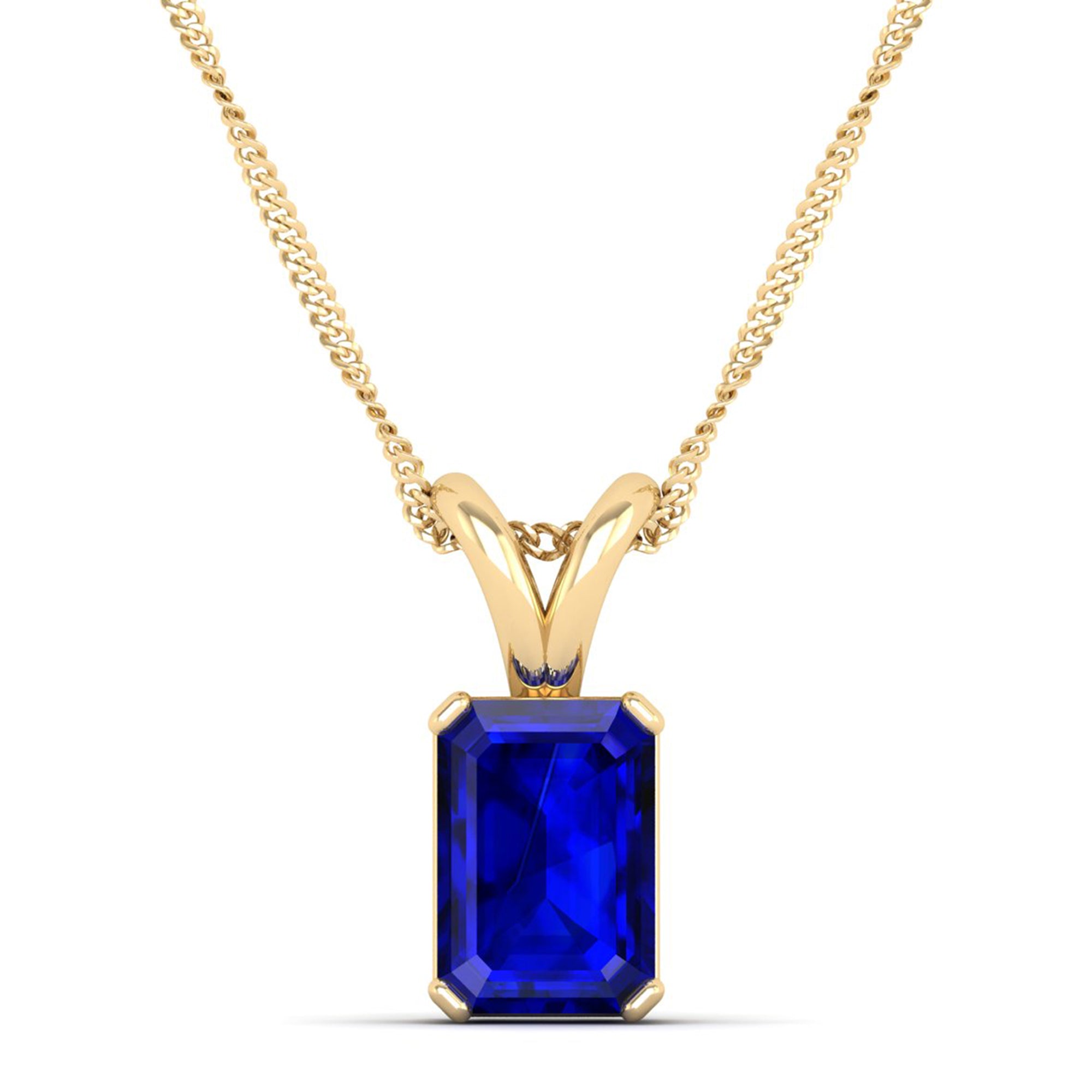 Emerald Cut Sapphire Gemstone Pendant  3.0 Carat