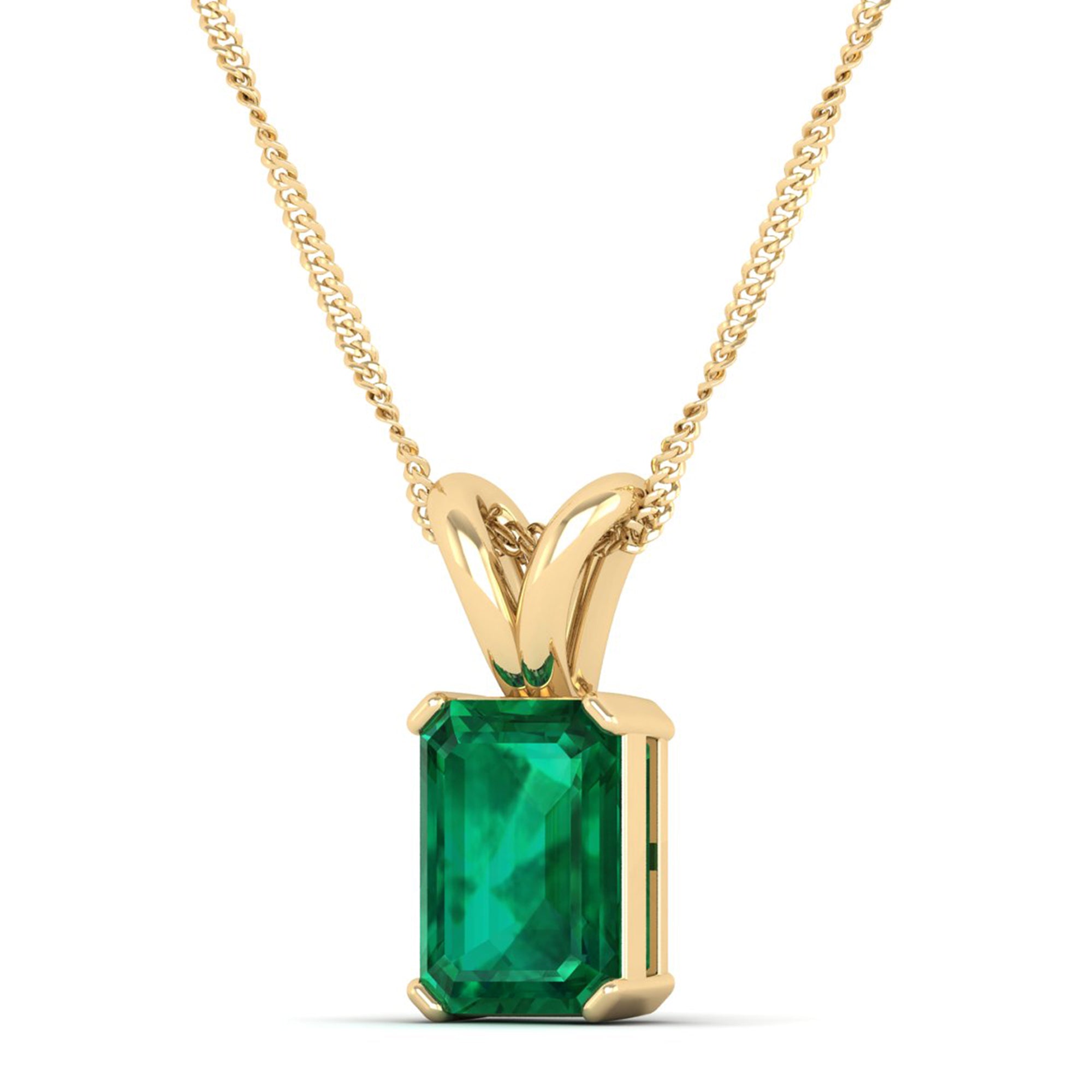 Emerald Cut Emerald Gemstone Pendant  3.0 Carat