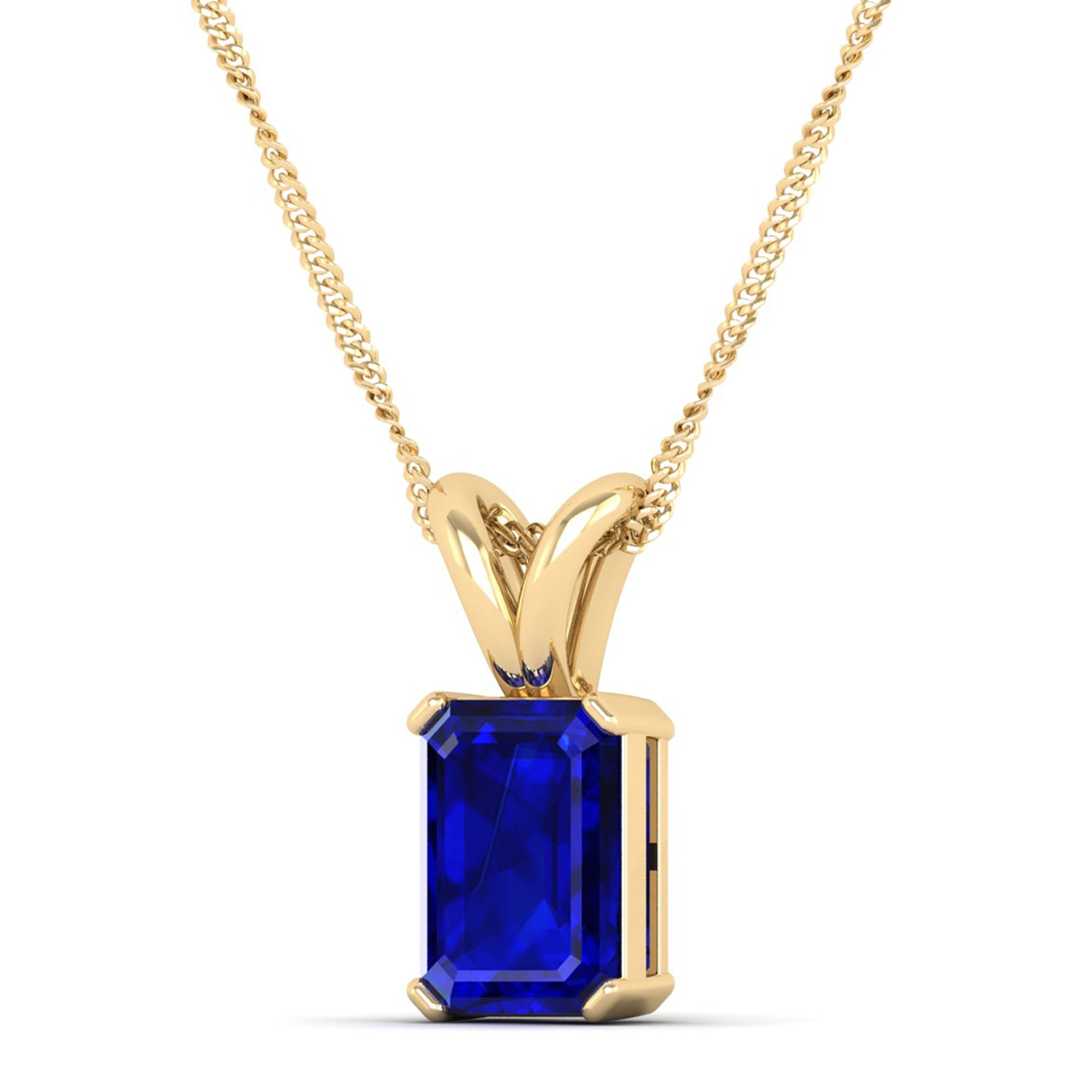 Emerald Cut Sapphire Gemstone Pendant  3.0 Carat