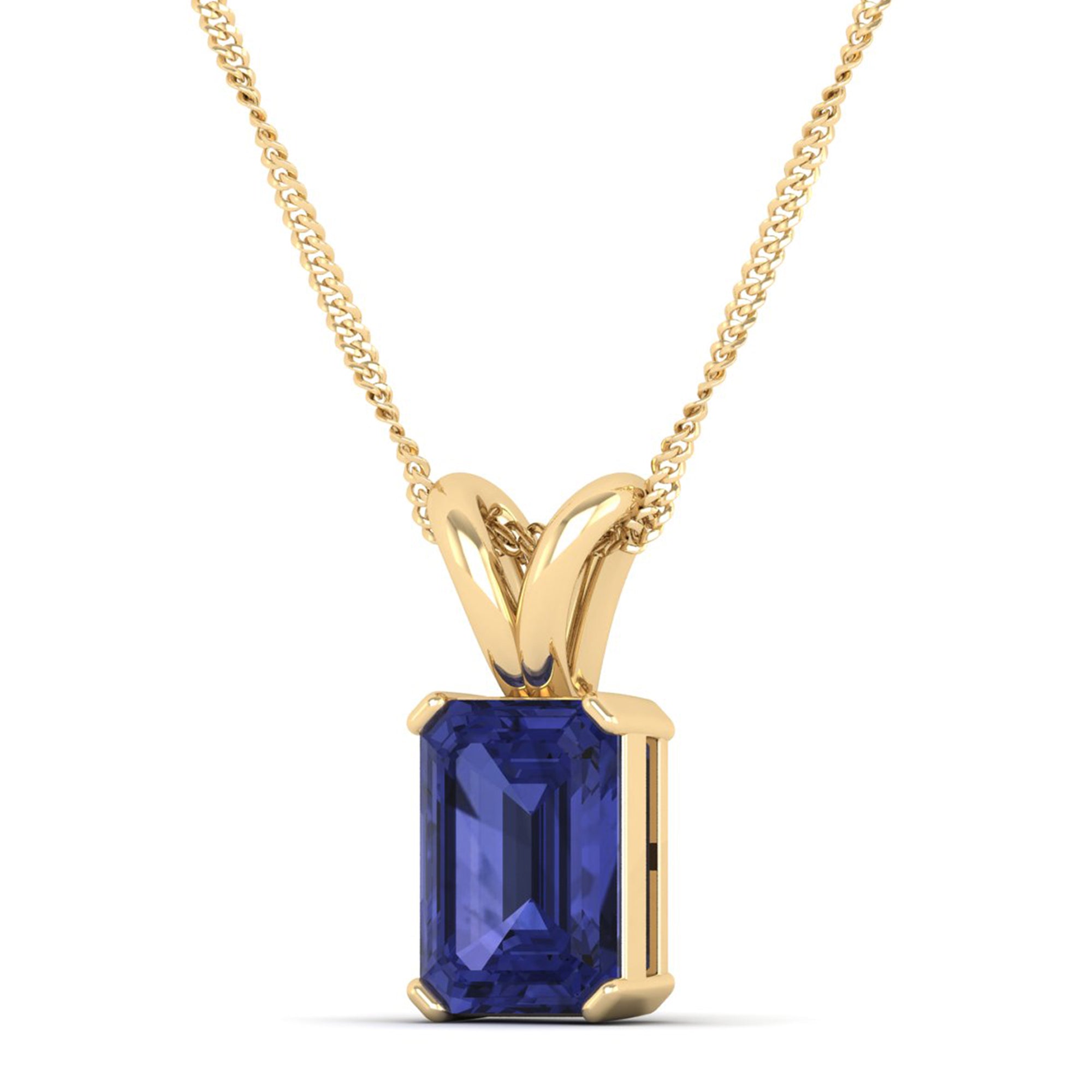 Emerald Cut Tanzanite Gemstone Pendant  3.0 Carat