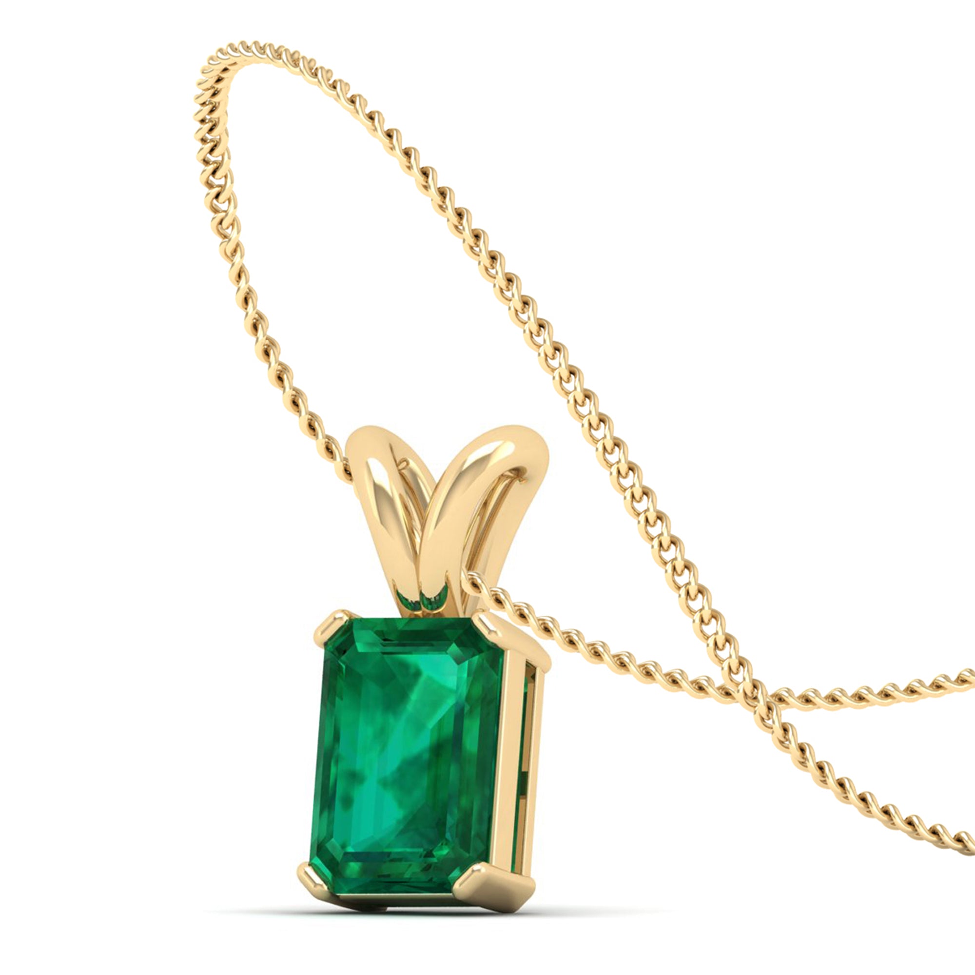 Emerald Cut Emerald Gemstone Pendant  3.0 Carat