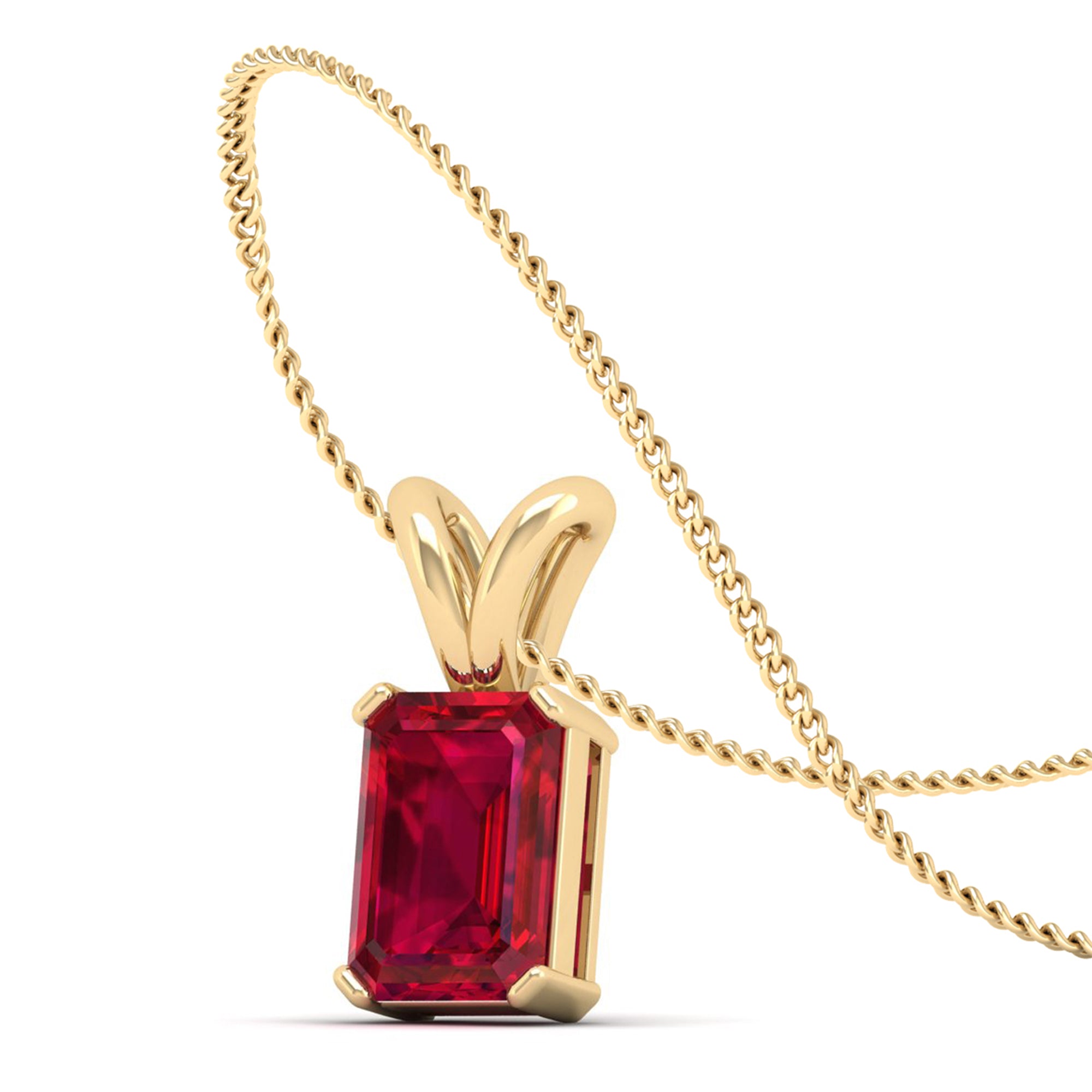 Emerald Cut Ruby Gemstone Pendant  3.0 Carat