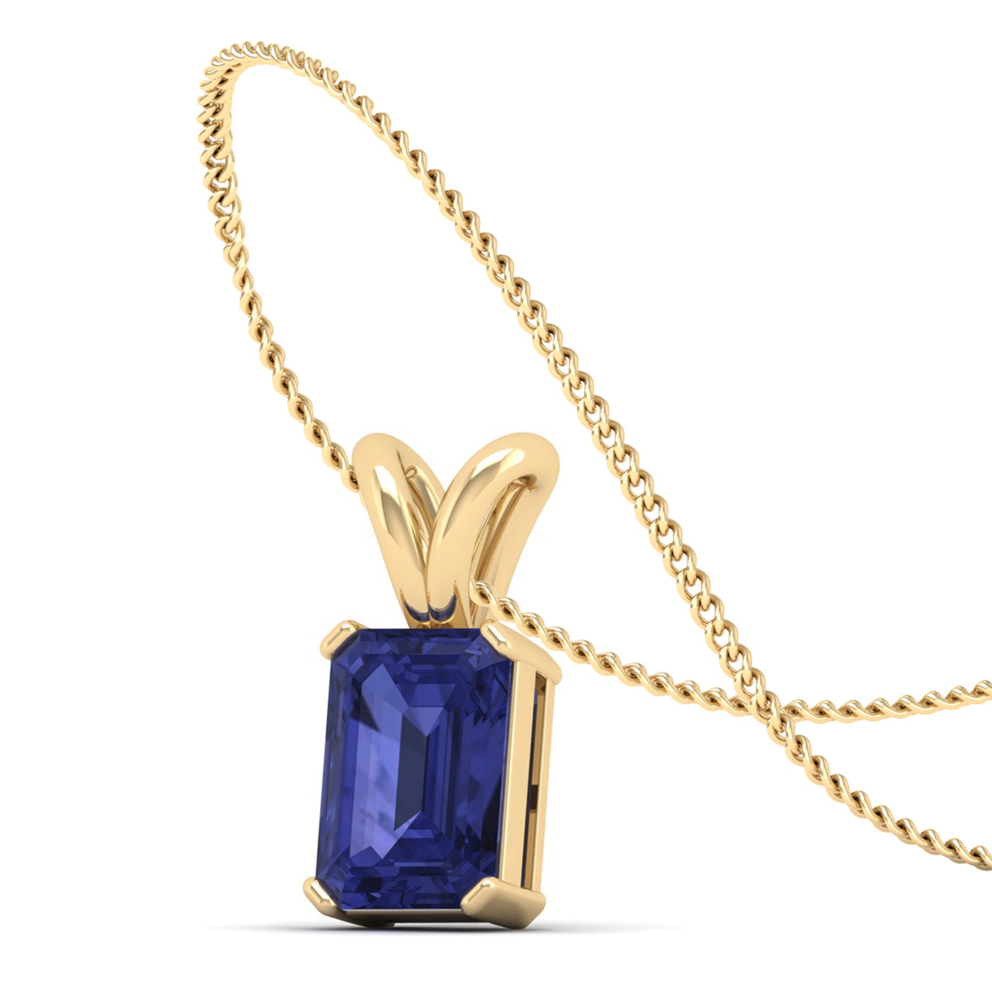 Emerald Cut Tanzanite Gemstone Pendant  3.0 Carat