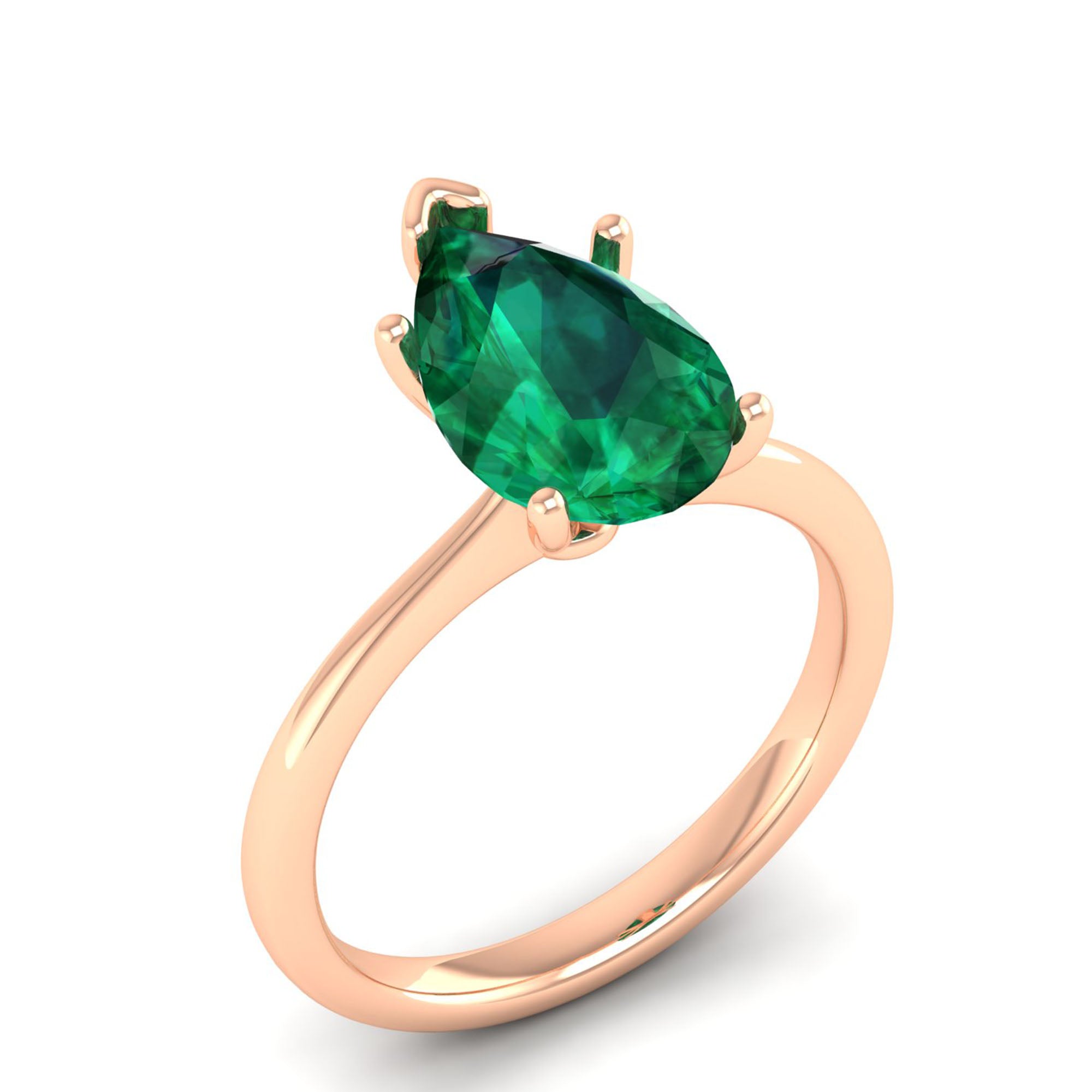 Celestar Classic Pear Emerald Solitaire Ring
