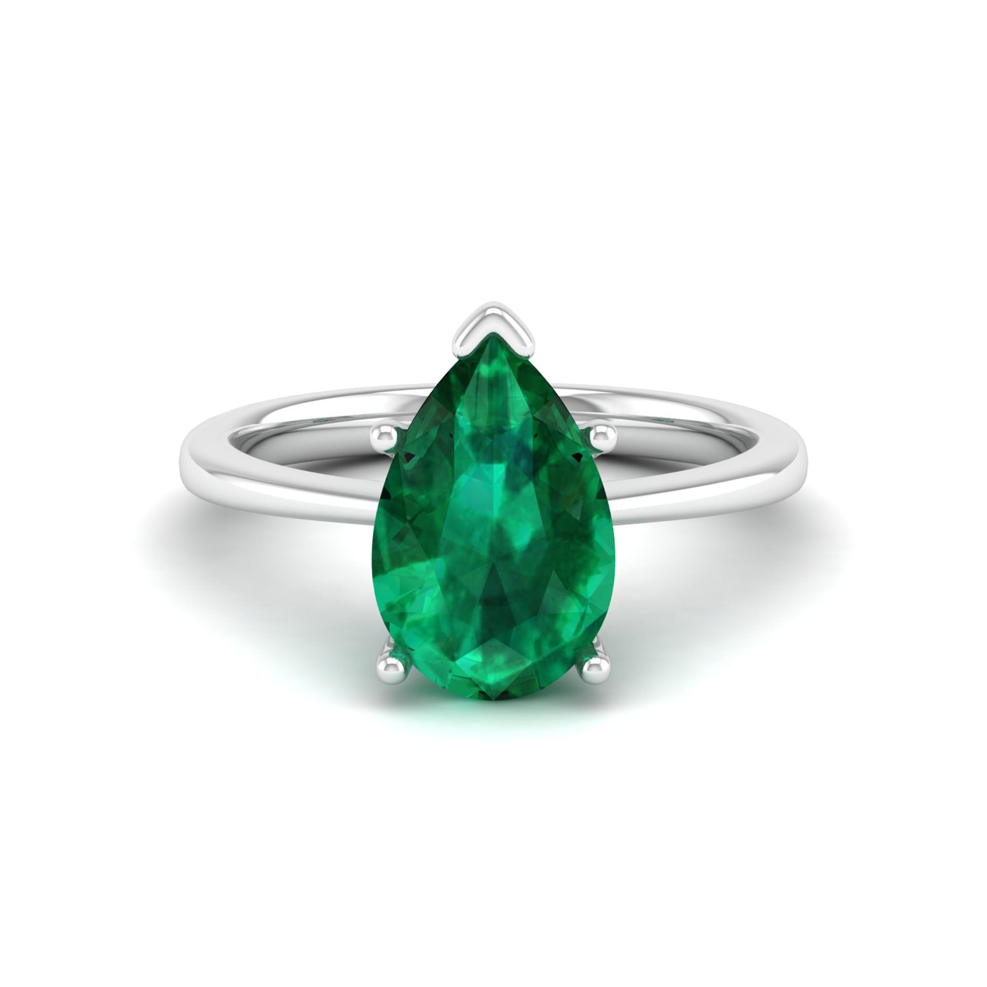 Celestar Classic Pear Emerald Solitaire Ring