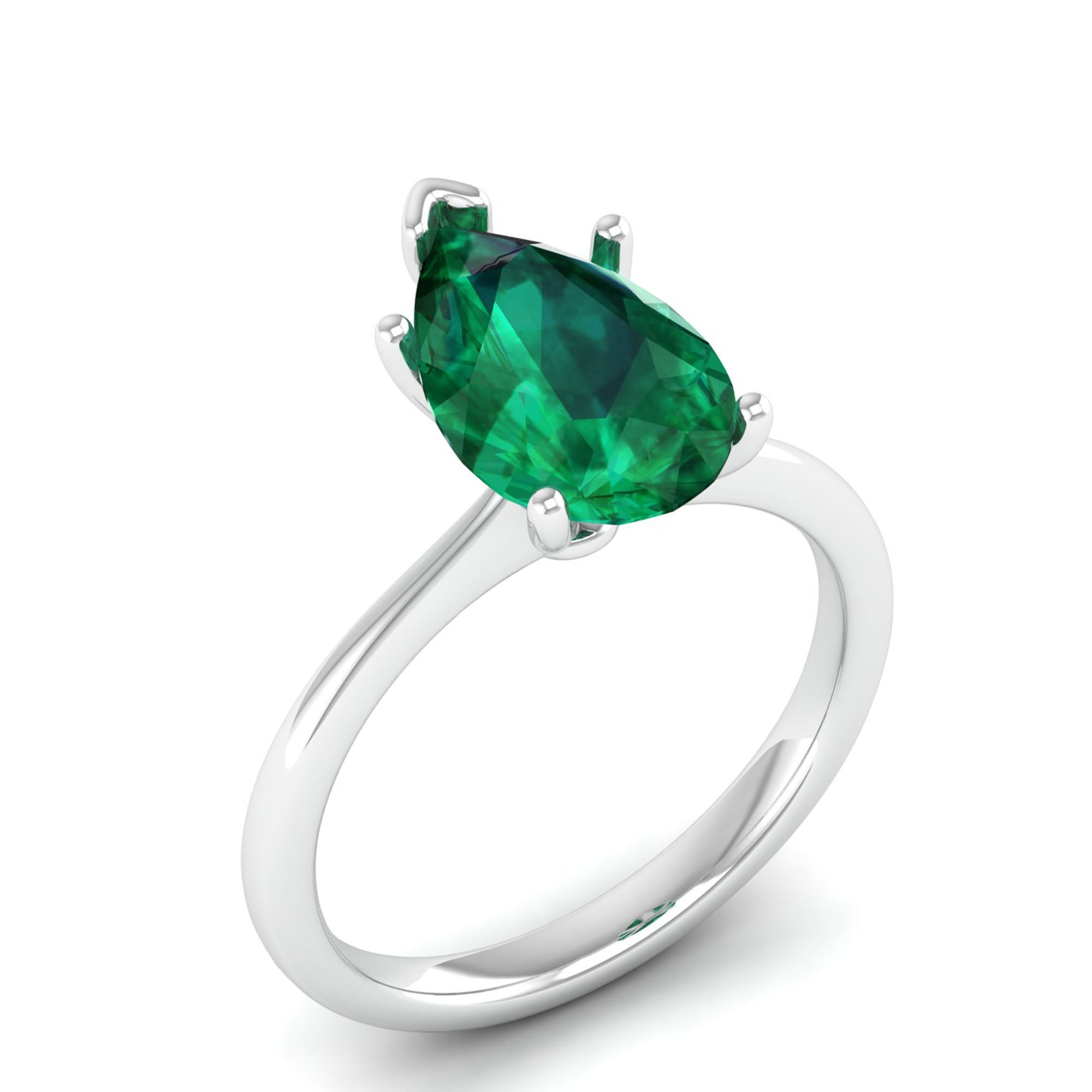 Celestar Classic Pear Emerald Solitaire Ring