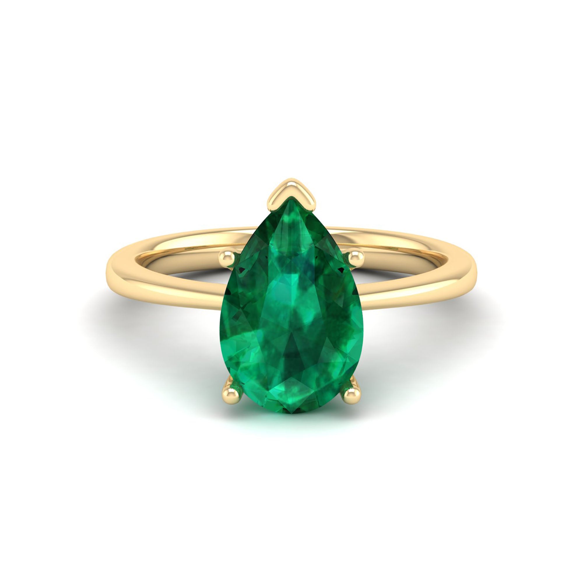 Celestar Classic Pear Emerald Solitaire Ring