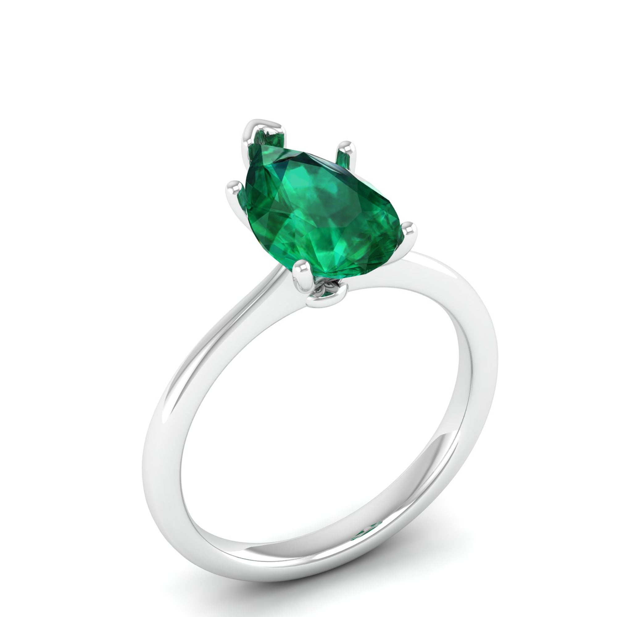 Celestar Classic Pear Emerald Solitaire Ring 2.5 Carat