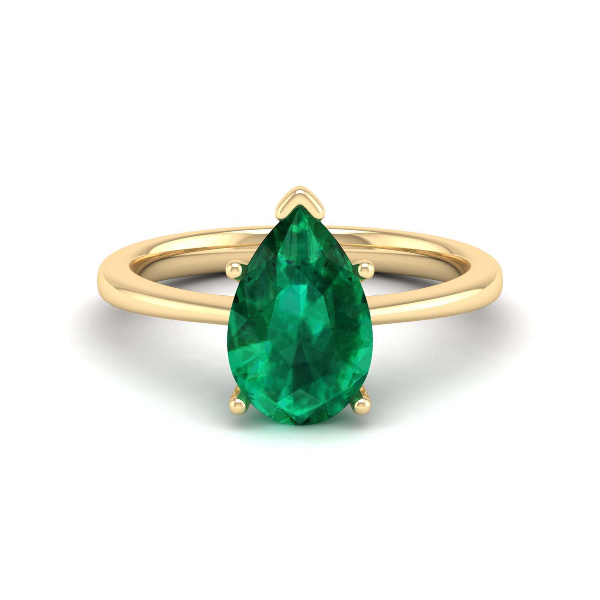 Celestar Classic Pear Emerald Solitaire Ring 2.5 Carat