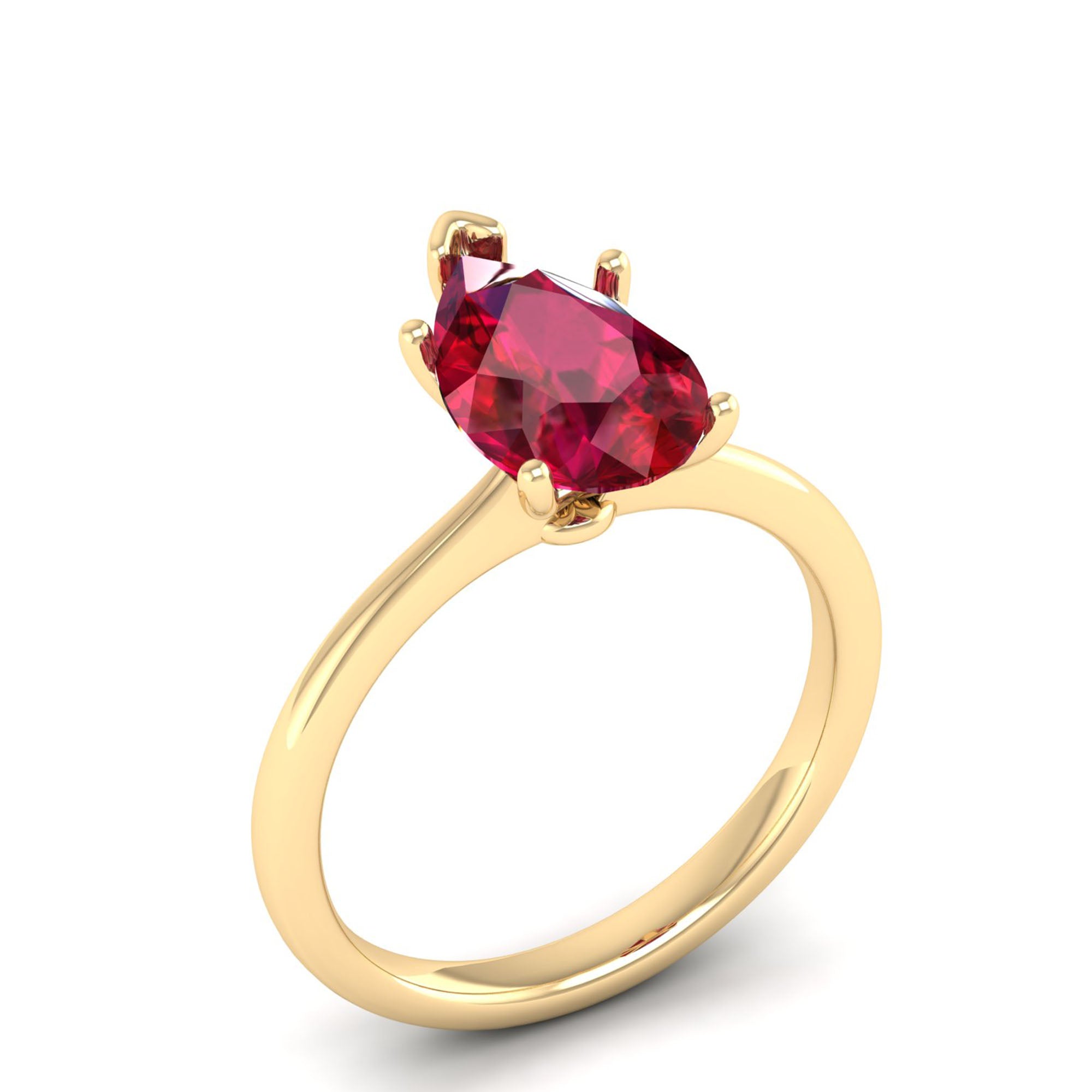 Celestar Classic Pear Ruby Solitaire Ring 2.5 Carat