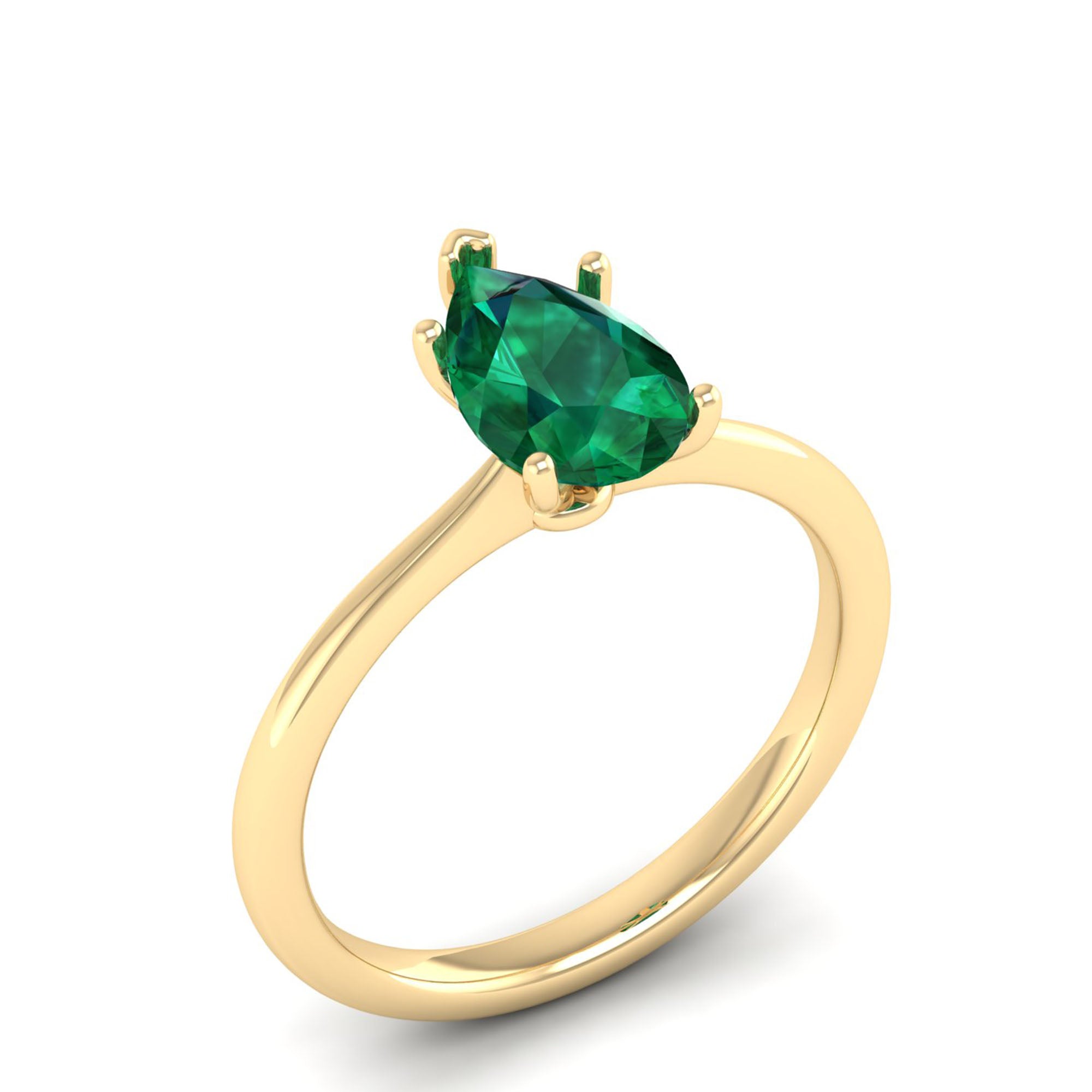 Celestar Classic Pear Emerald Solitaire Ring 1.5-Carat