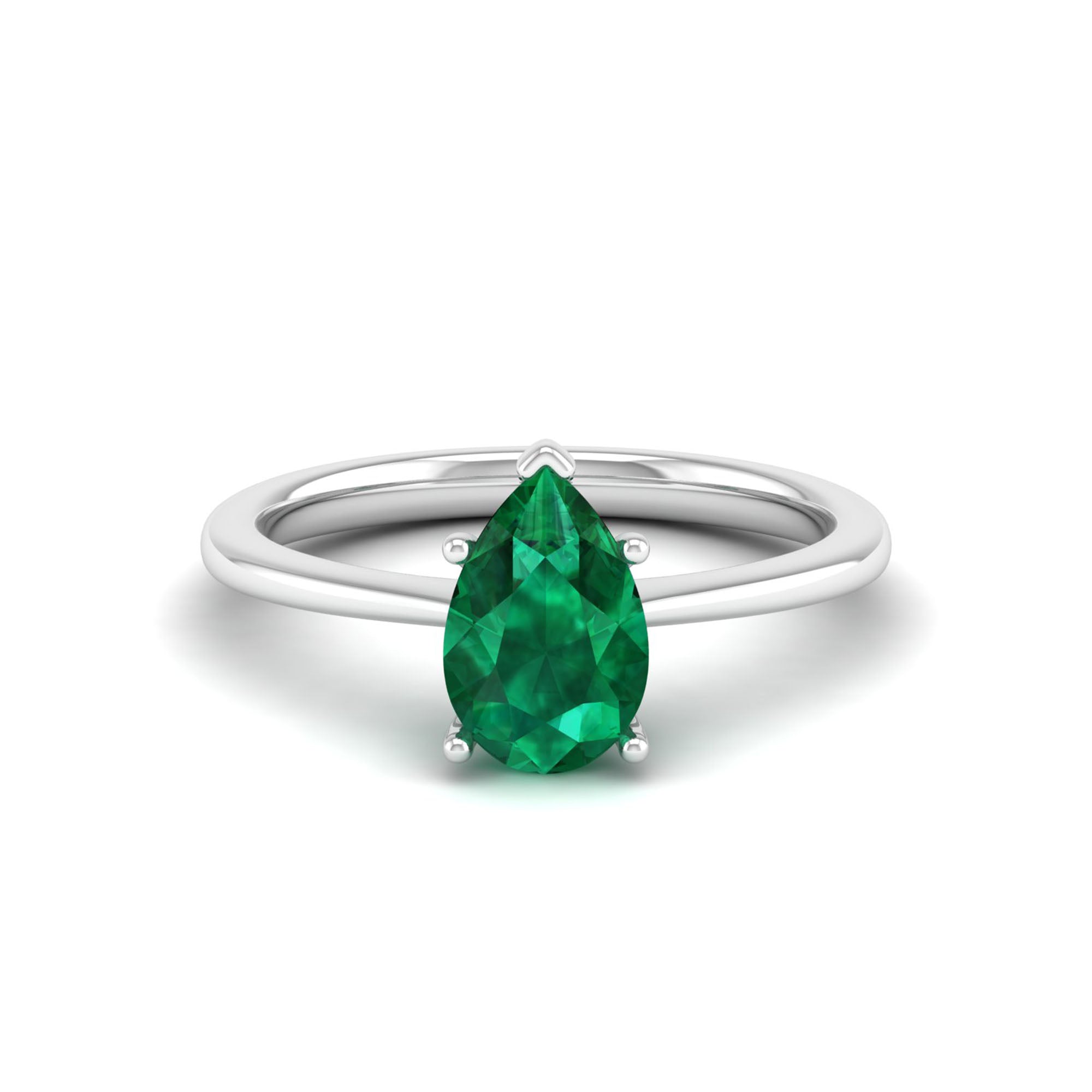 Celestar Classic Pear Emerald Solitaire Ring 1.5-Carat