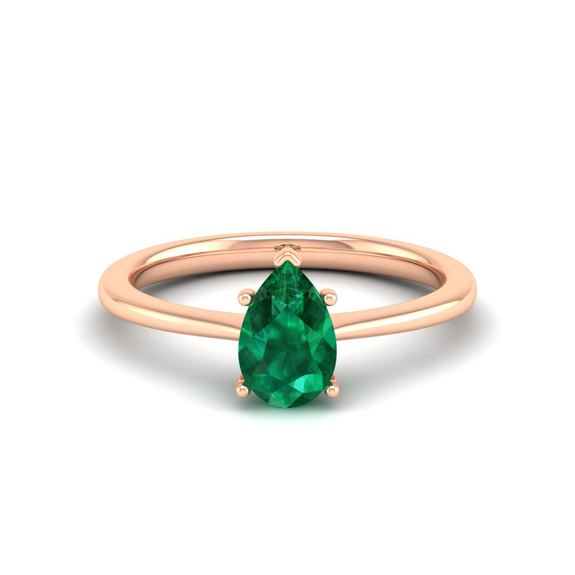 Celestar Classic Pear Emerald Solitaire Ring 1.0 Carat