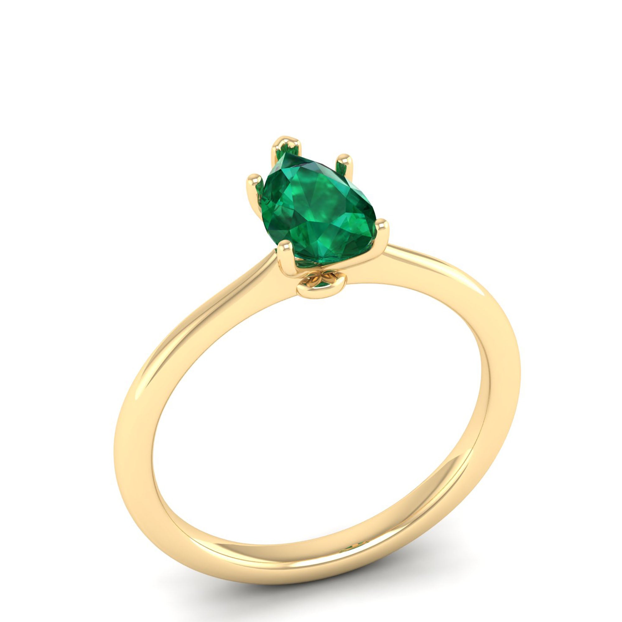 Celestar Classic Pear Emerald Solitaire Ring 1.0 Carat