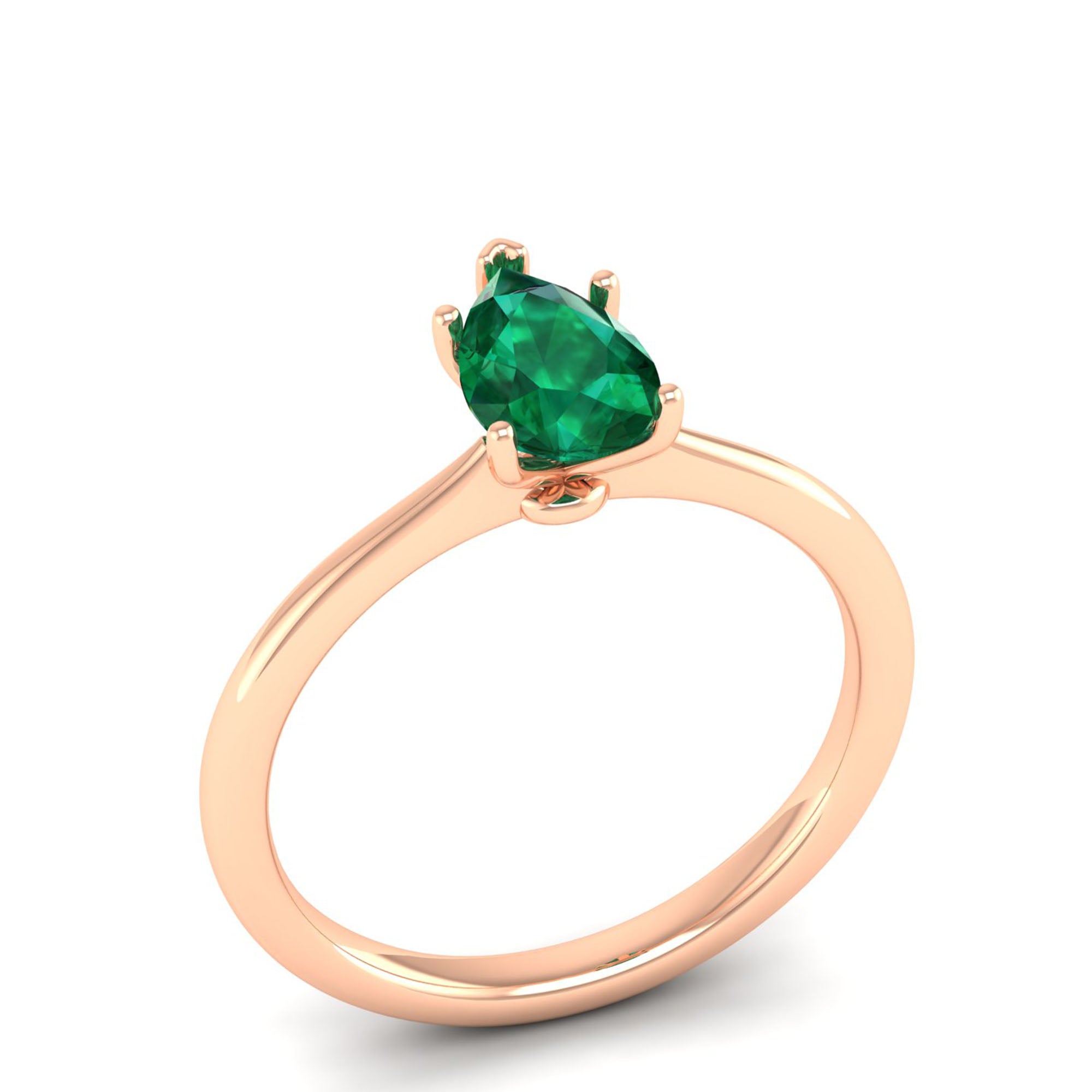 Celestar Classic Pear Emerald Solitaire Ring 1.0 Carat