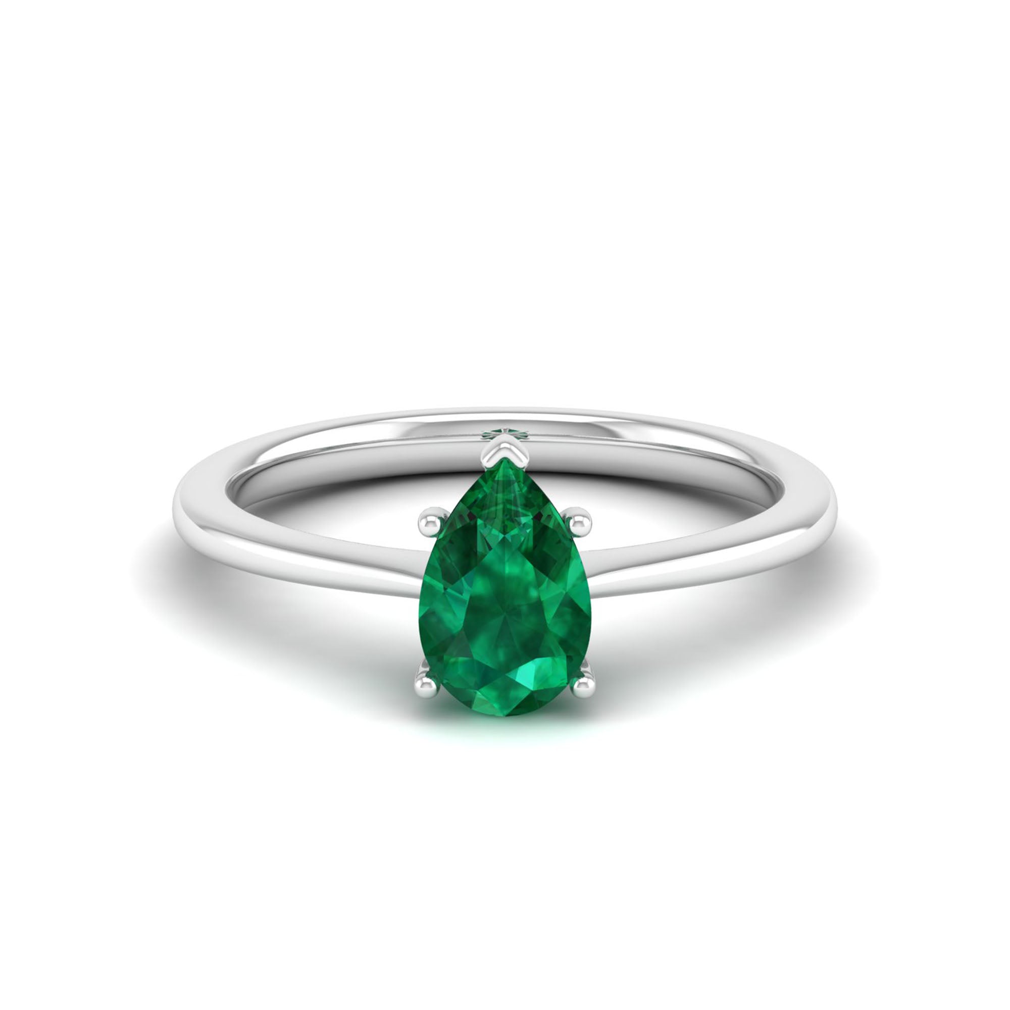 Celestar Classic Pear Emerald Solitaire Ring 1.0 Carat