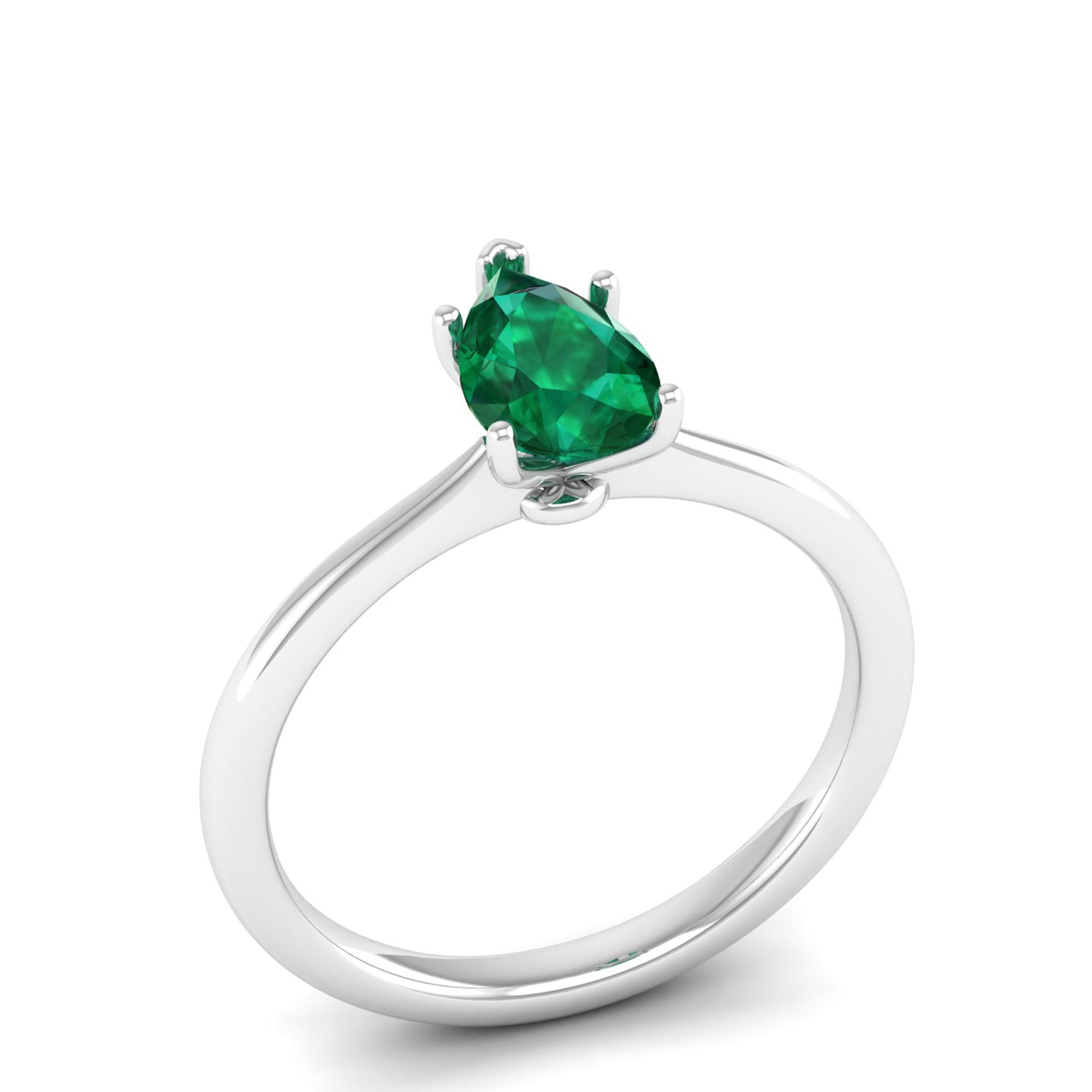 Celestar Classic Pear Emerald Solitaire Ring 1.0 Carat