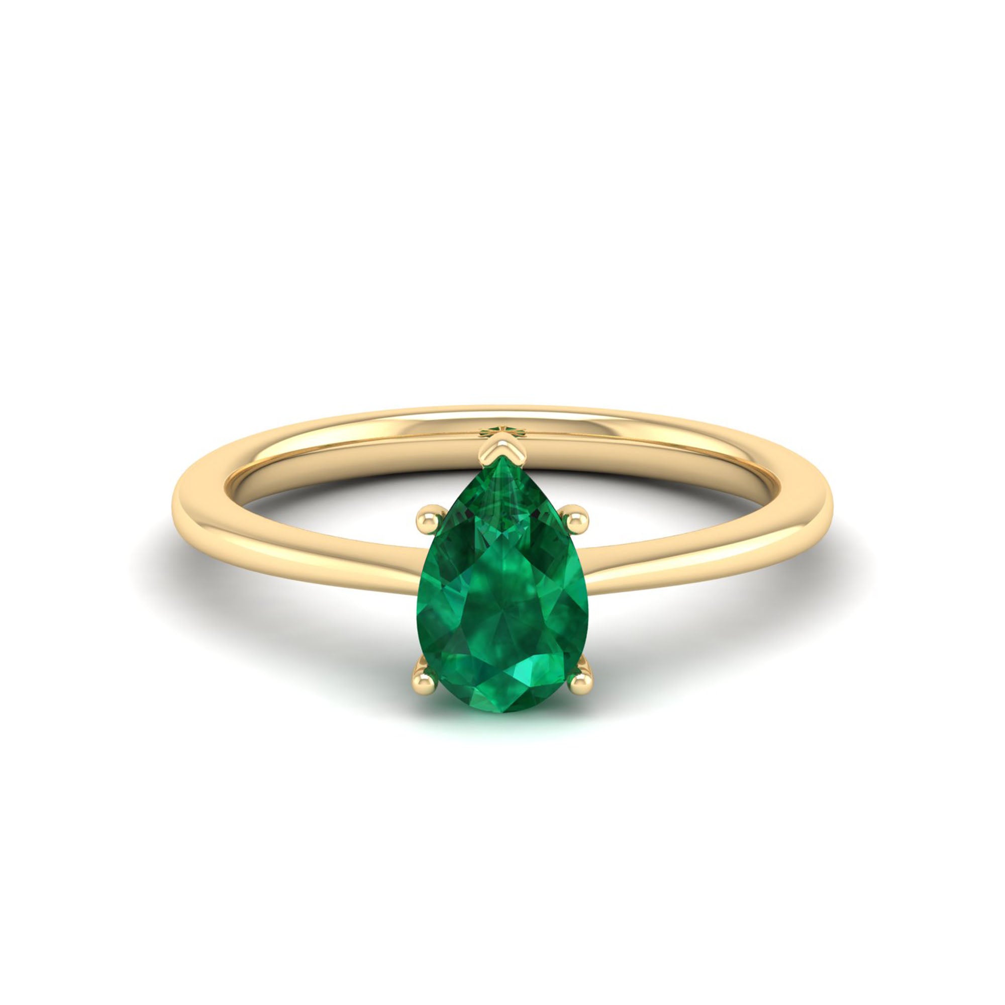 Celestar Classic Pear Emerald Solitaire Ring 1.0 Carat