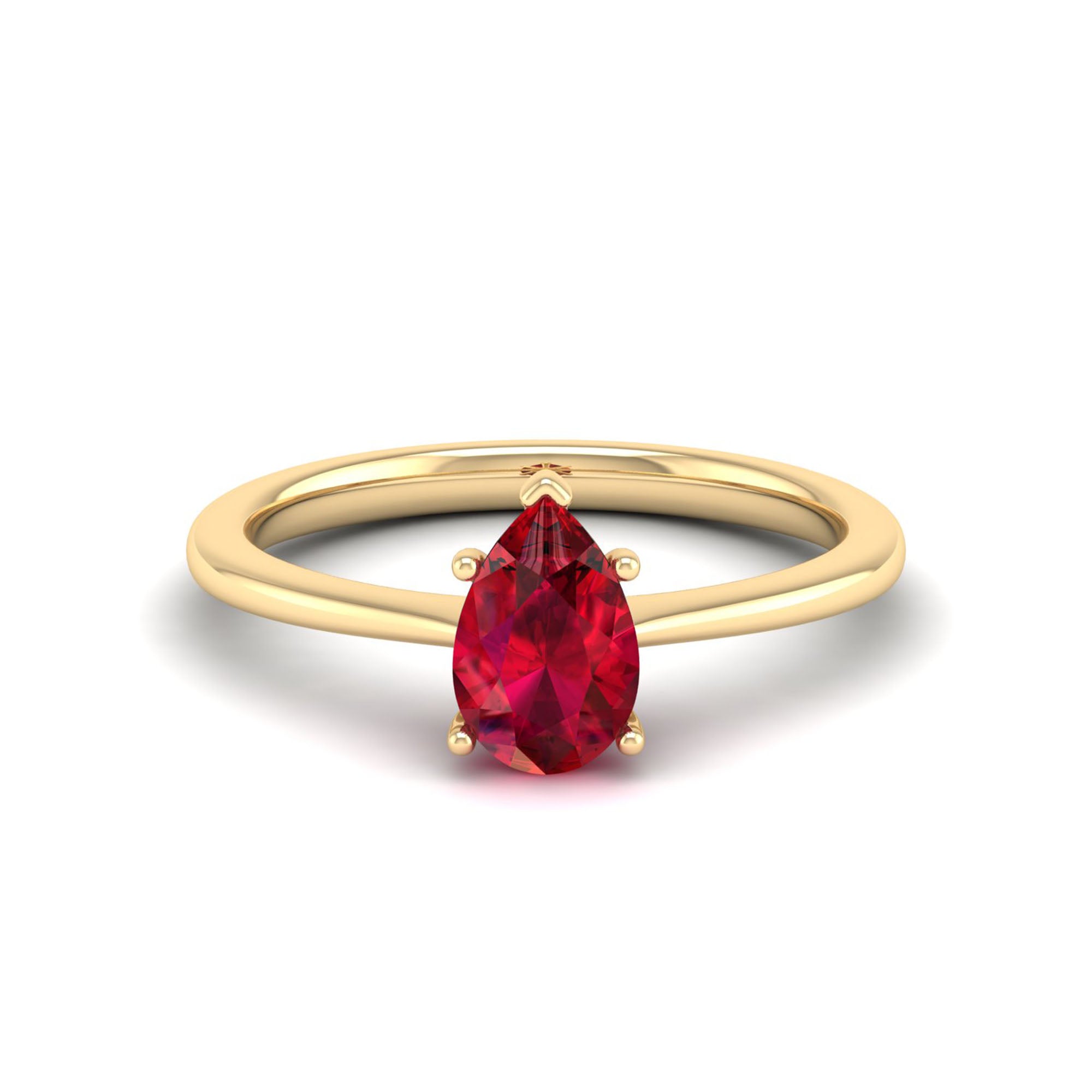 Celestar Classic Pear Ruby Solitaire Ring 1.0 Carat