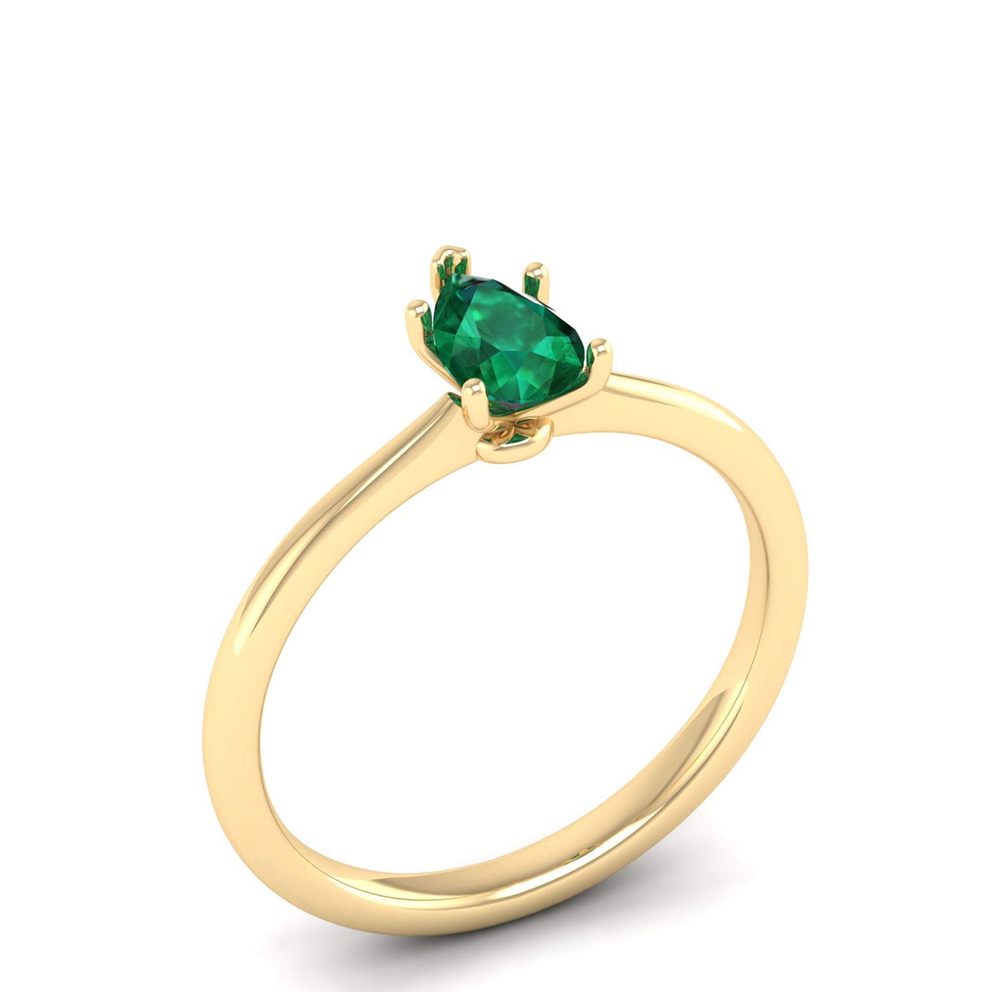 Celestar Petite Pear Emerald Solitaire Ring  0.50 Carat