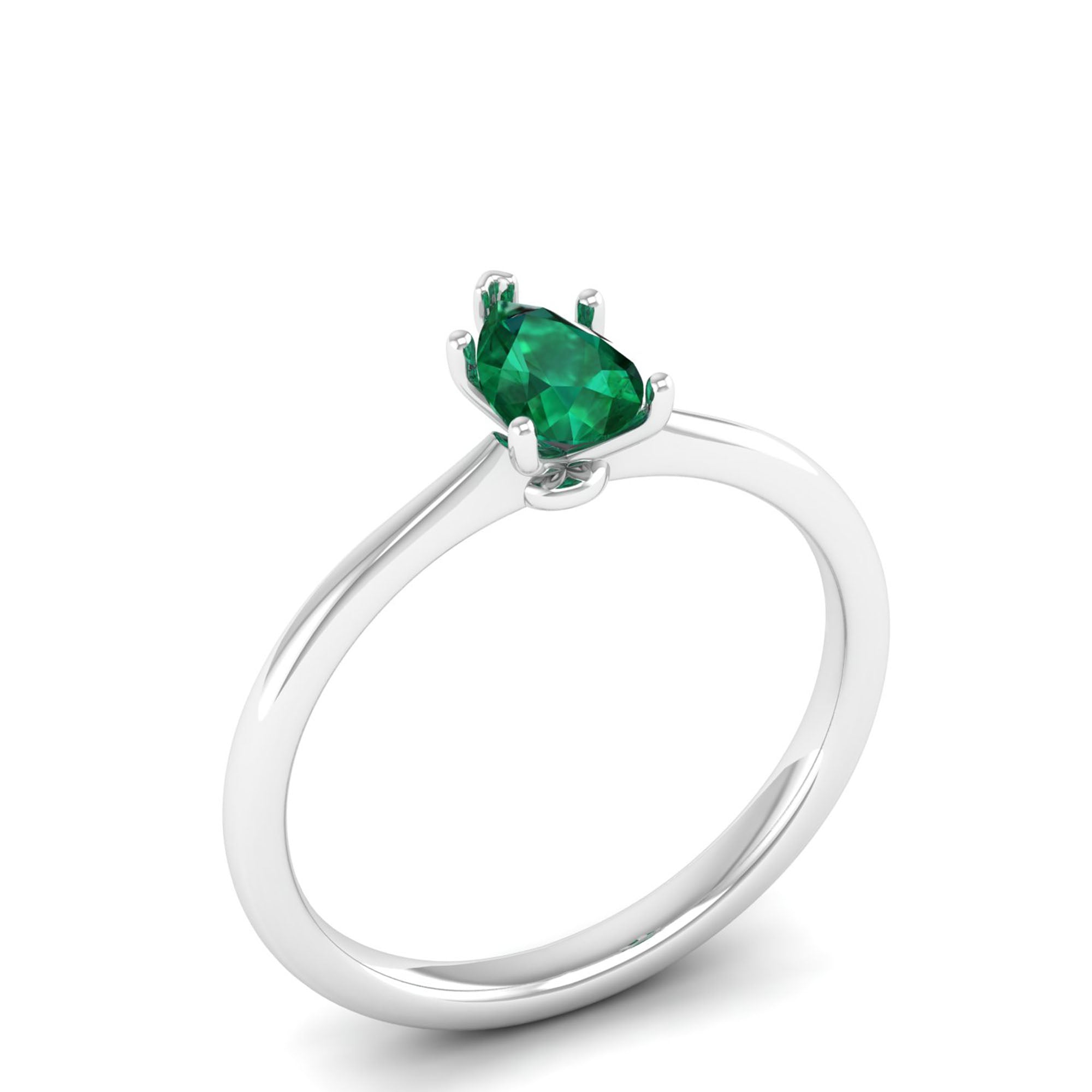 Celestar Petite Pear Emerald Solitaire Ring  0.50 Carat