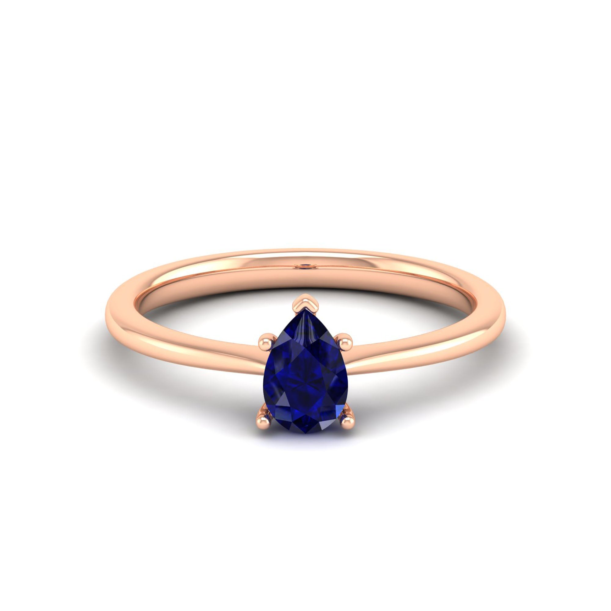 Celestar Petite Pear Sapphire Solitaire Ring 0.5 Carat