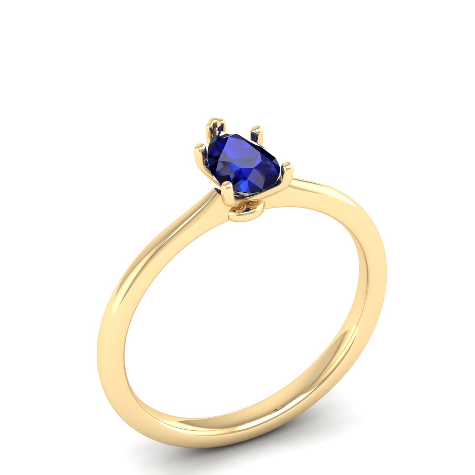 Celestar Petite Pear Sapphire Solitaire Ring 0.5 Carat