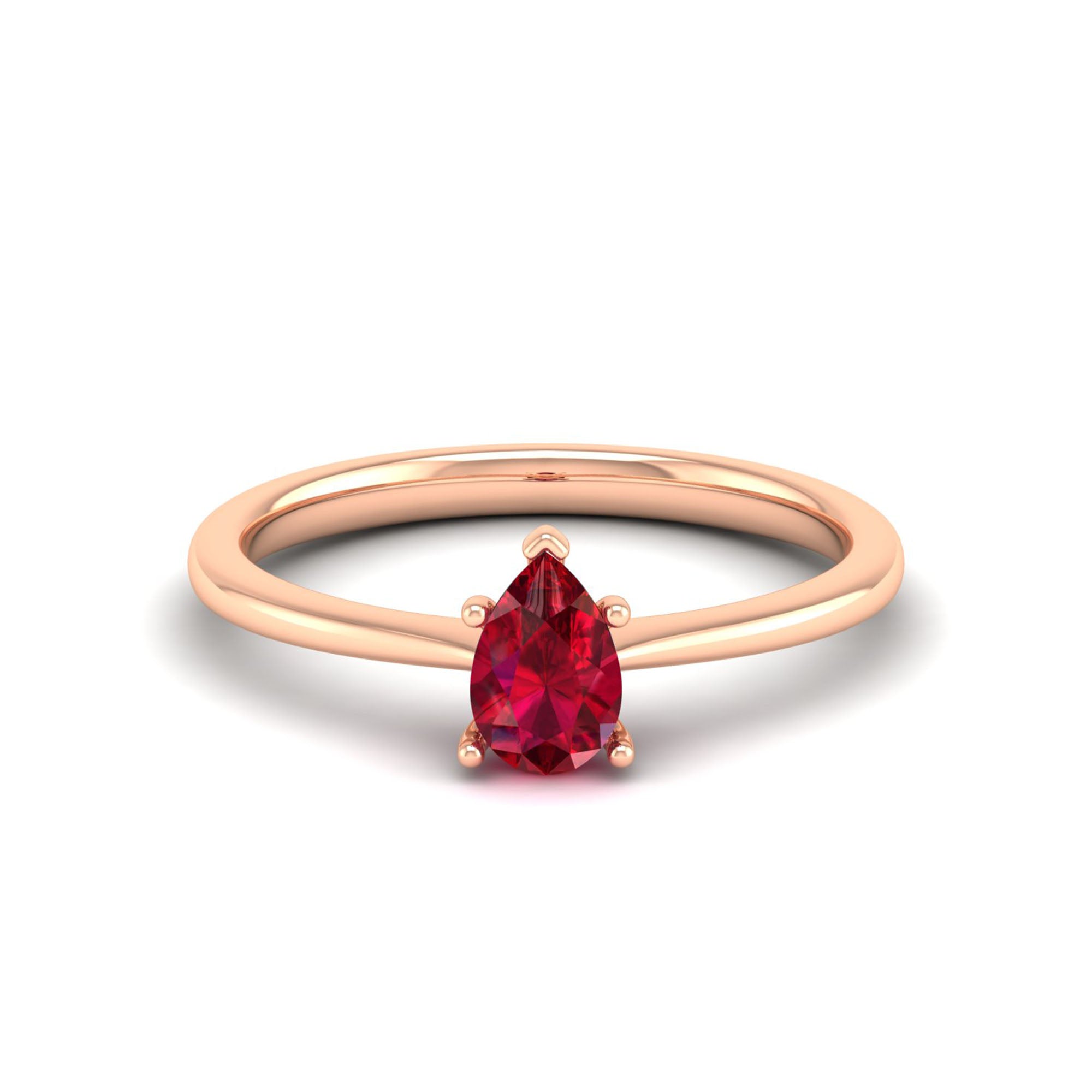 Celestar Petite Pear Ruby Solitaire Ring 0.5 Carat