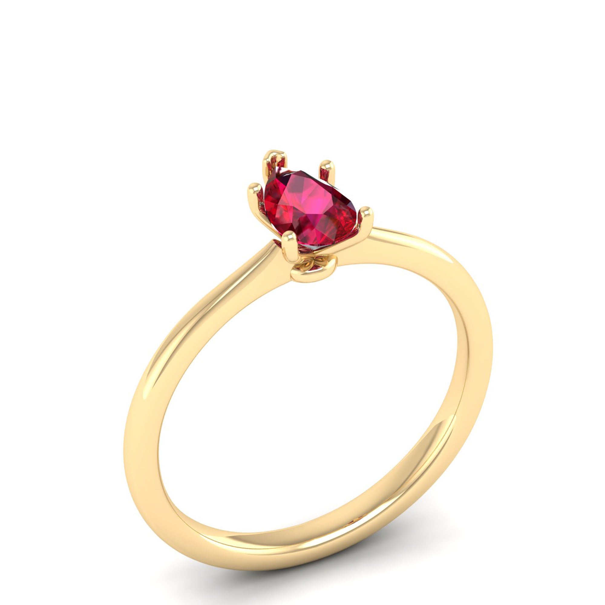 Celestar Petite Pear Ruby Solitaire Ring 0.5 Carat
