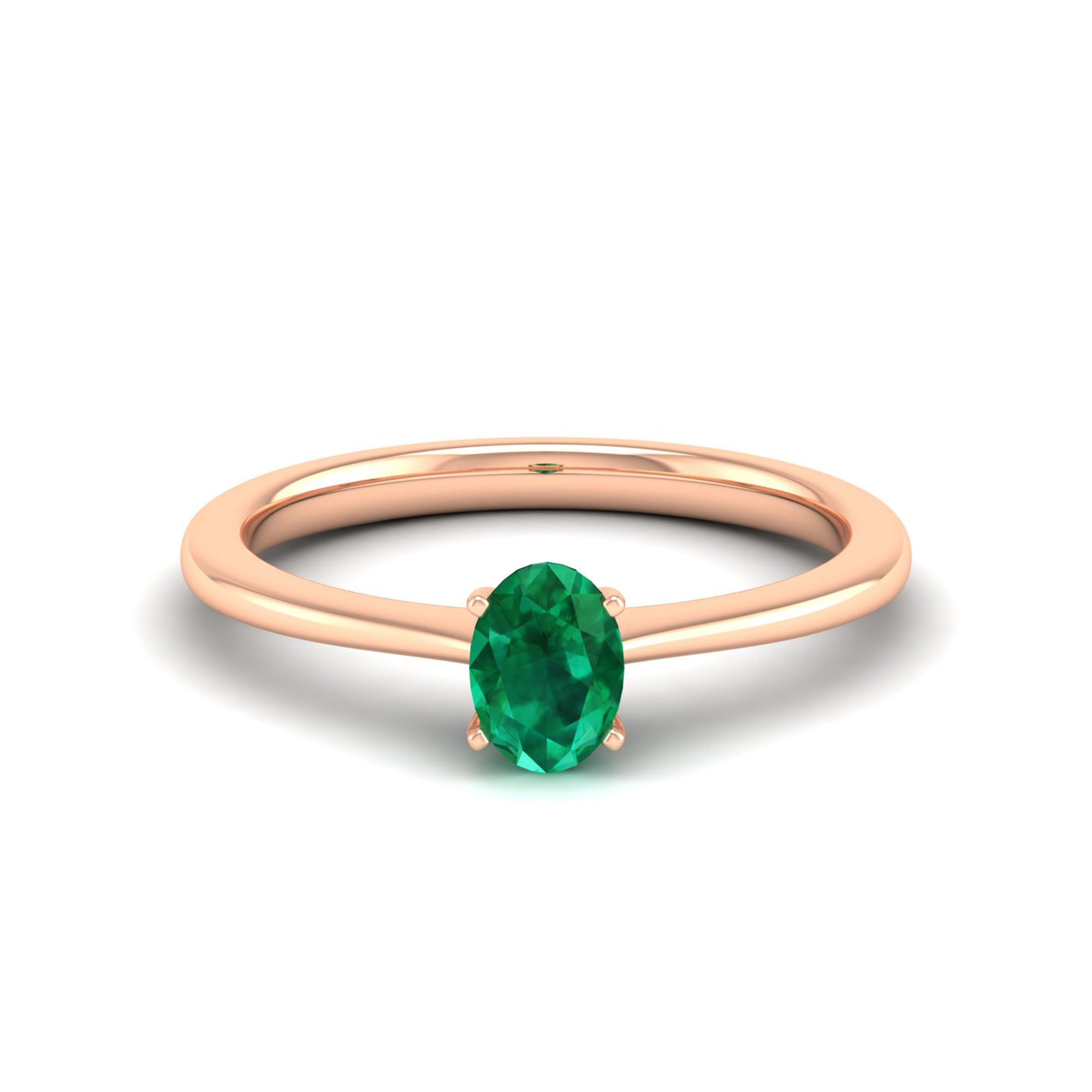 Celestar Classic Oval Emerald Solitaire Ring  0.50 Carat