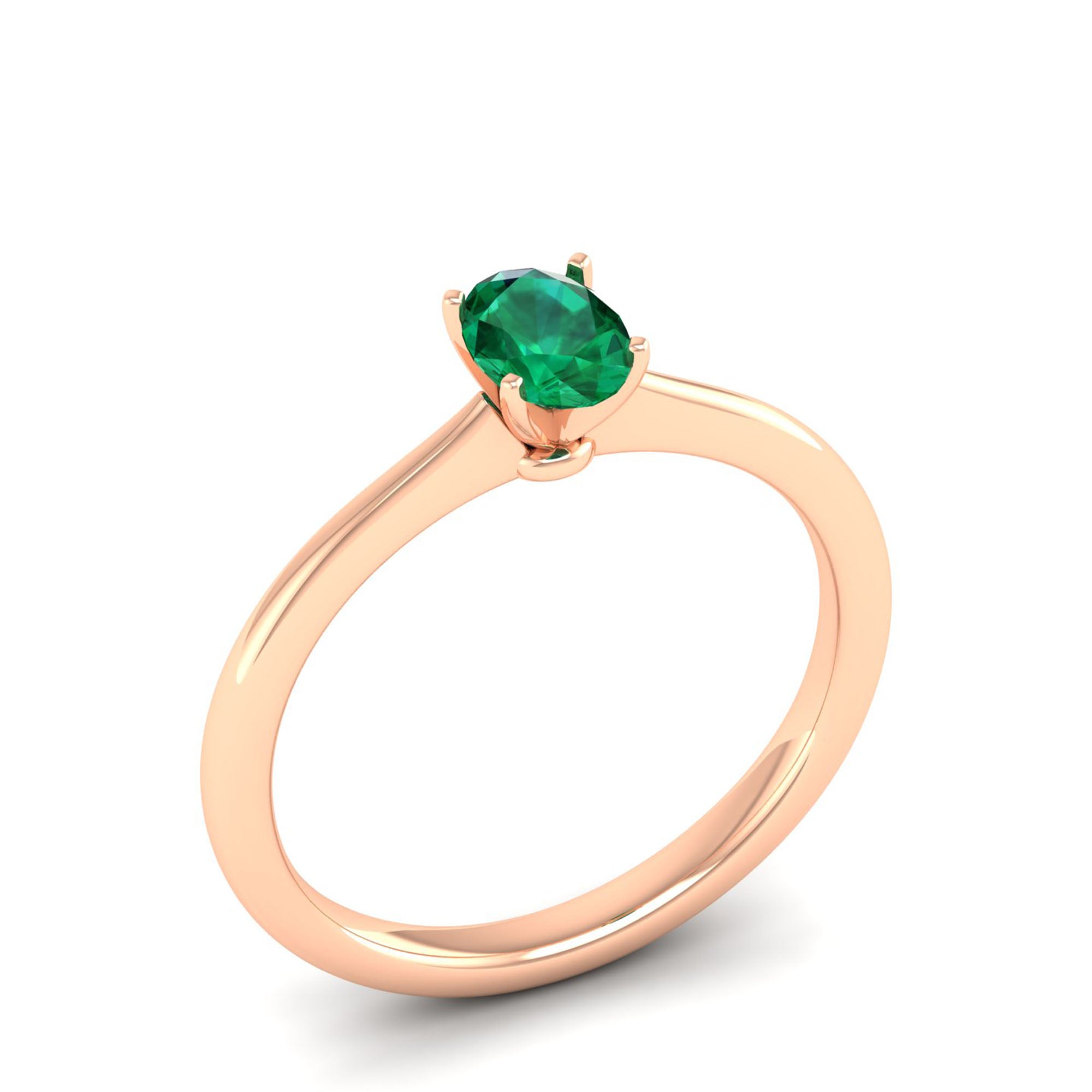 Celestar Classic Oval Emerald Solitaire Ring  0.50 Carat
