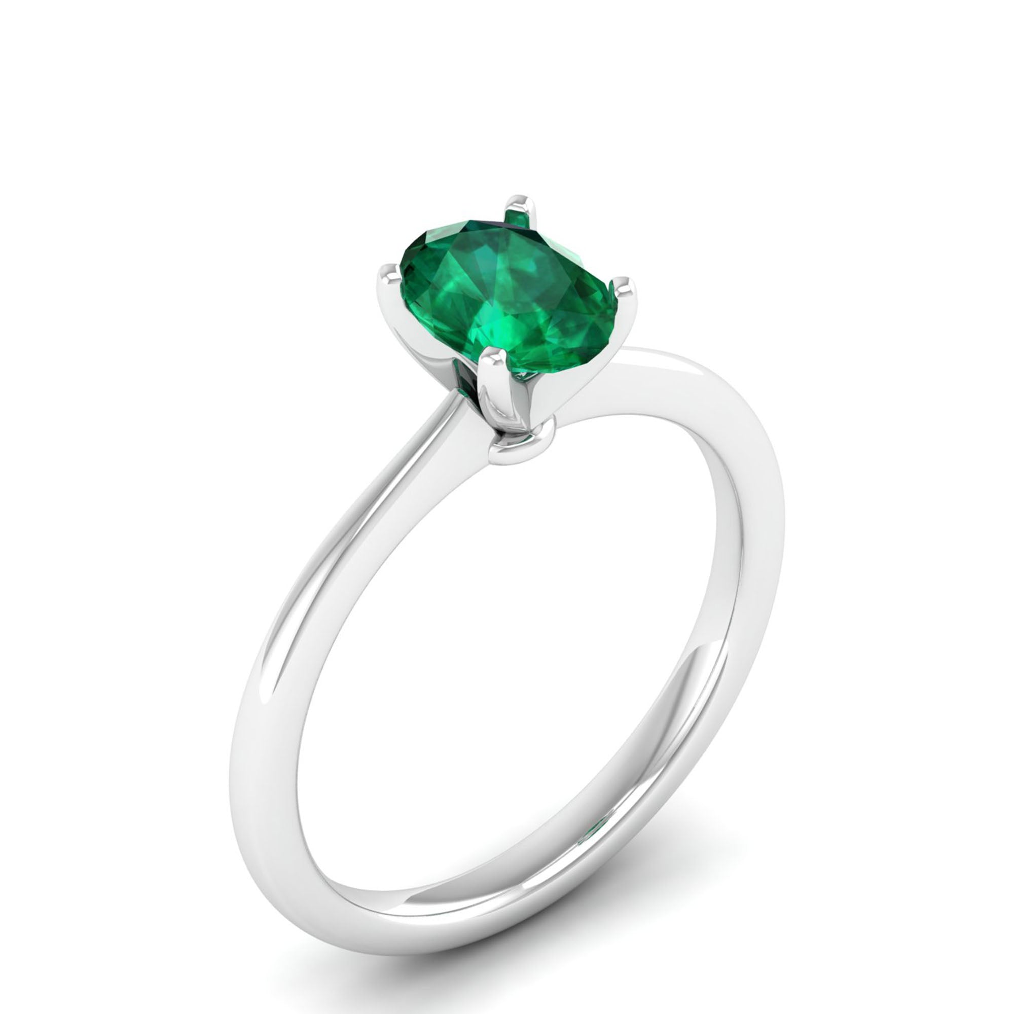 Celestar Oval Emerald Solitaire Ring  1.00 Carat