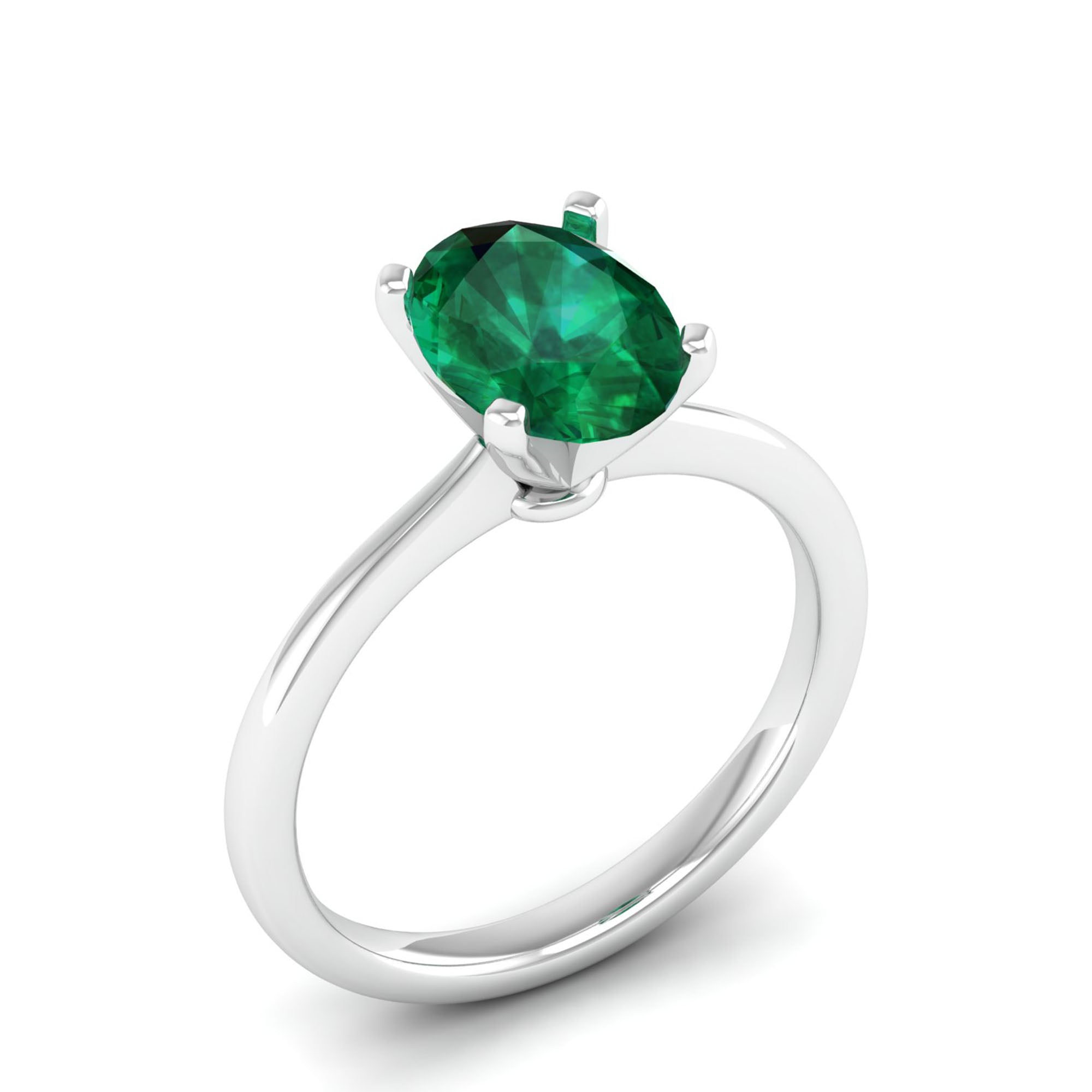 Celestar Classic Oval Emerald Solitaire Ring 2.0 Carat