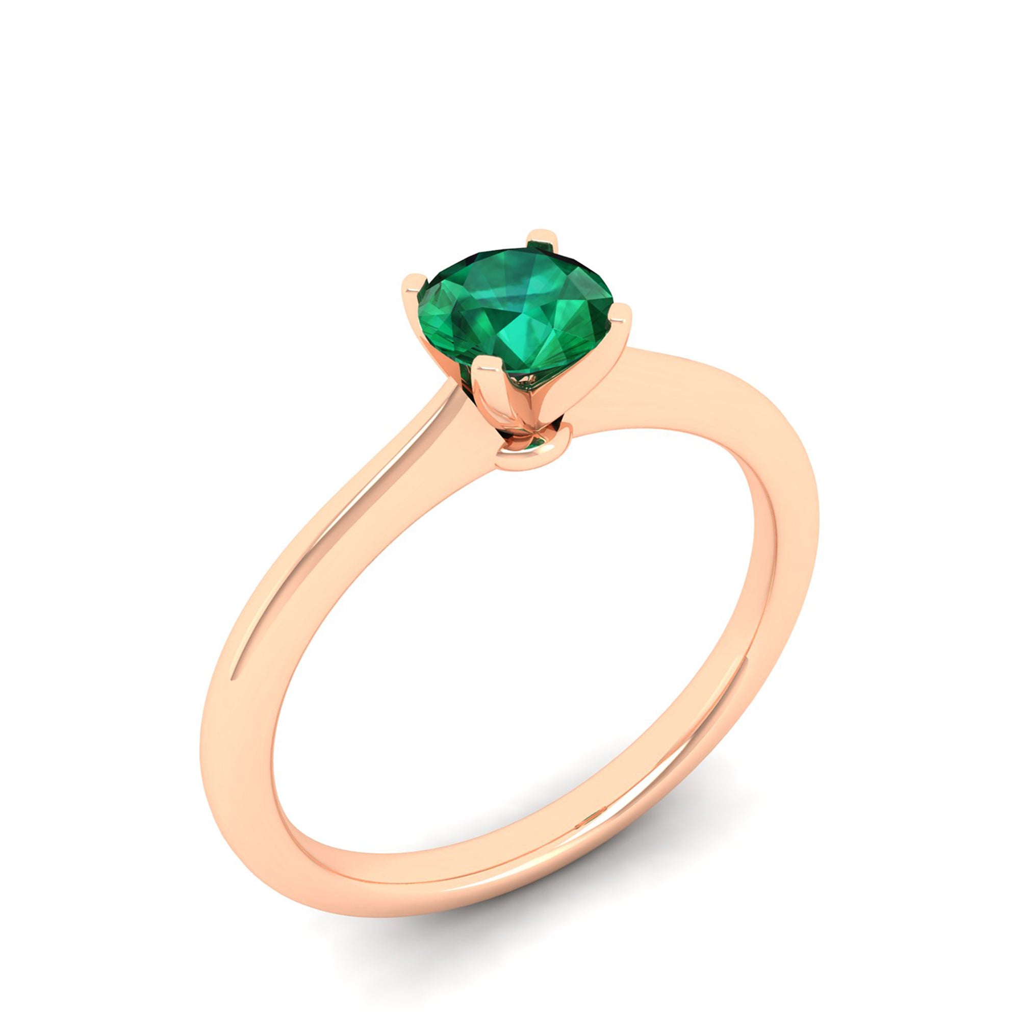 Celestar Classic Round Emerald Solitaire Ring  0.50 Carat