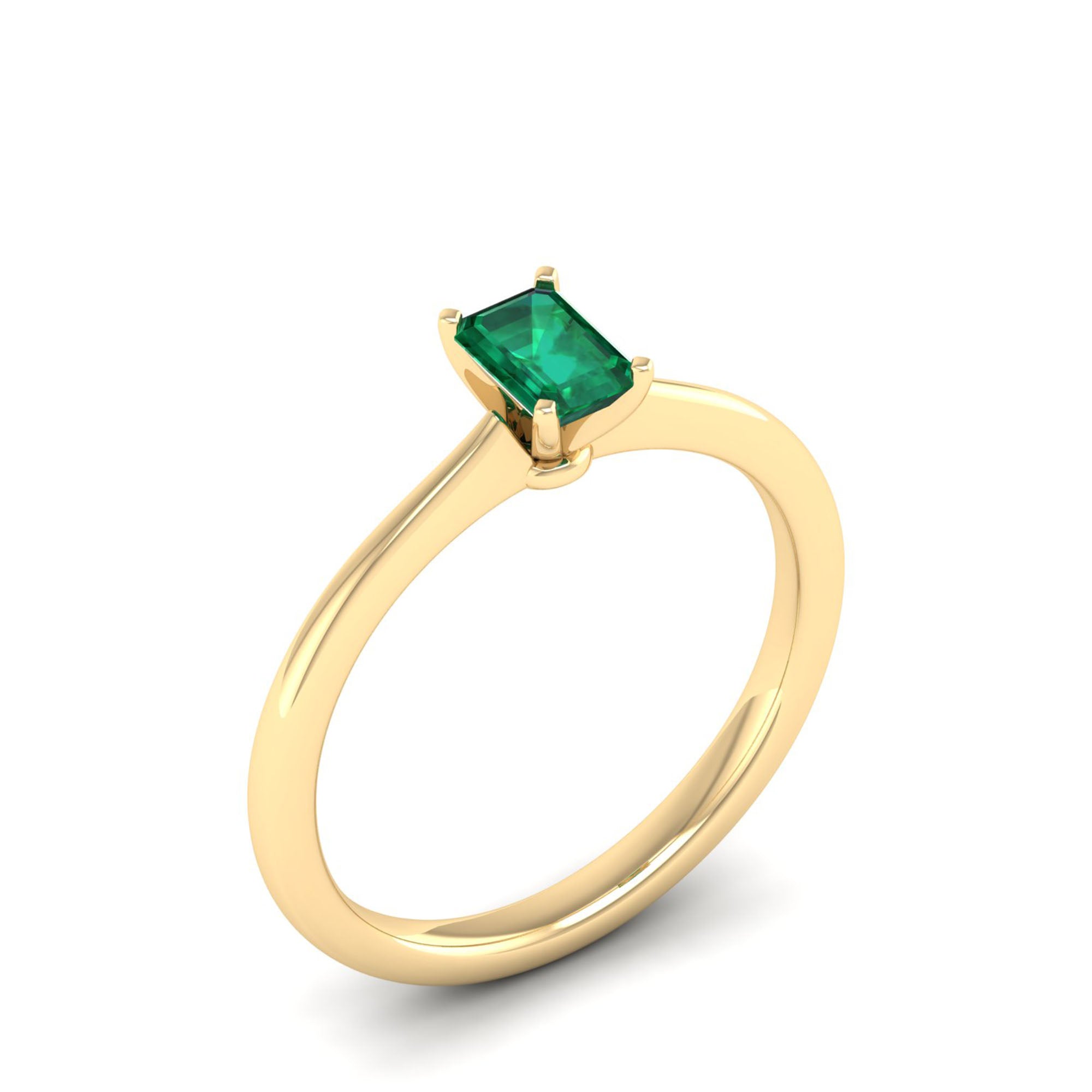 Celestar Emerald-Cut Emerald Solitaire Ring  0.5 Carat