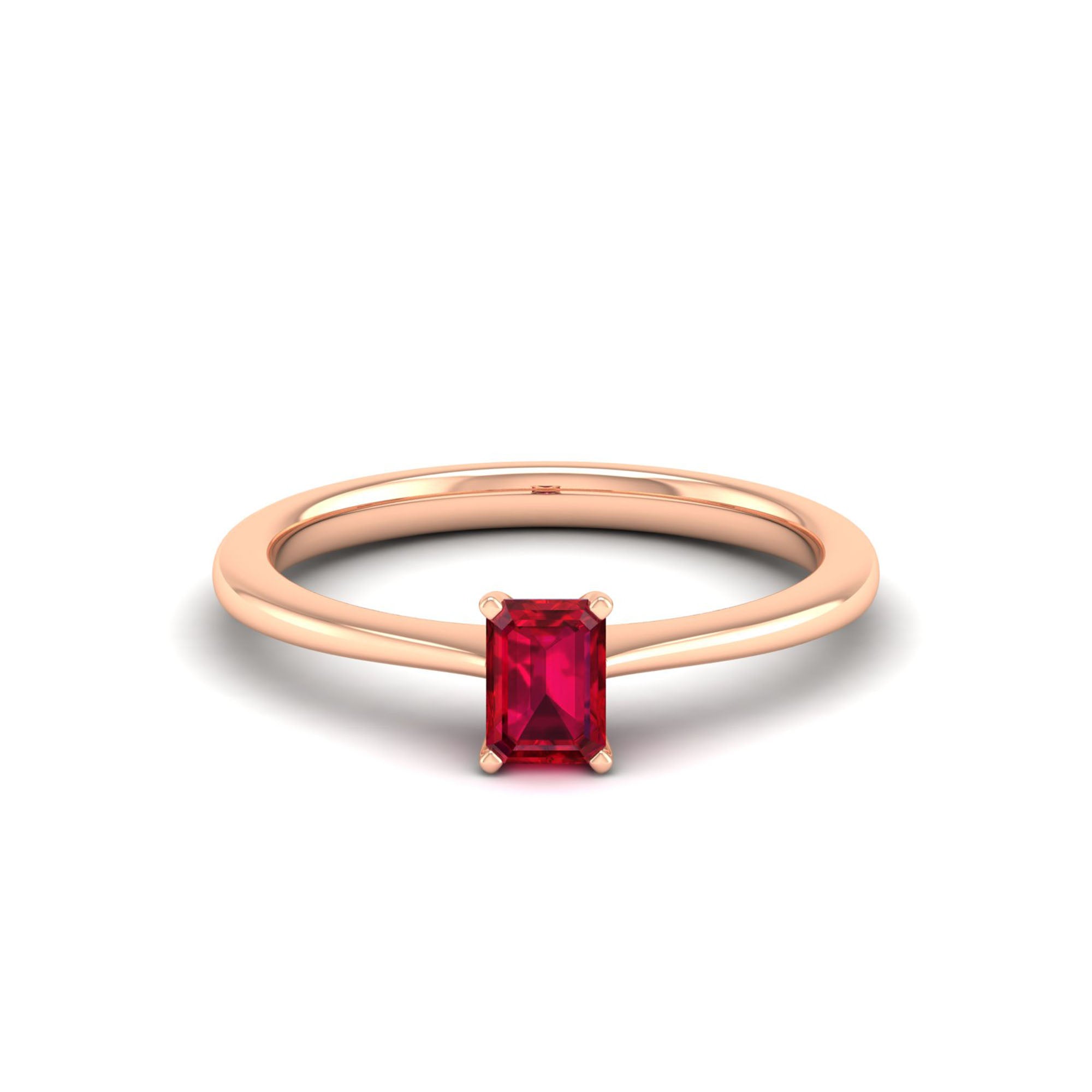 Celestar Emerald-Cut Ruby Solitaire Ring  0.50 Carat