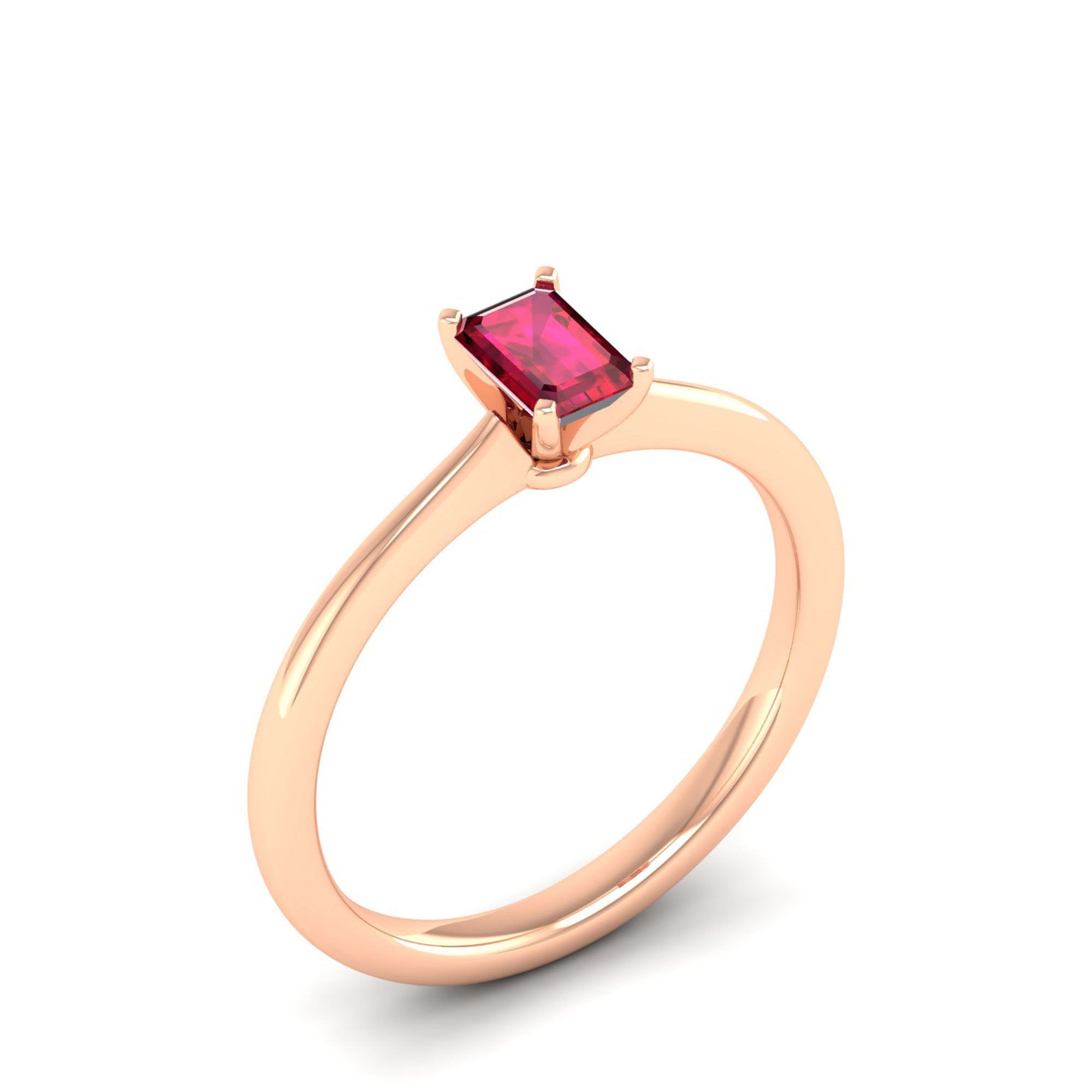 Celestar Emerald-Cut Ruby Solitaire Ring  0.50 Carat