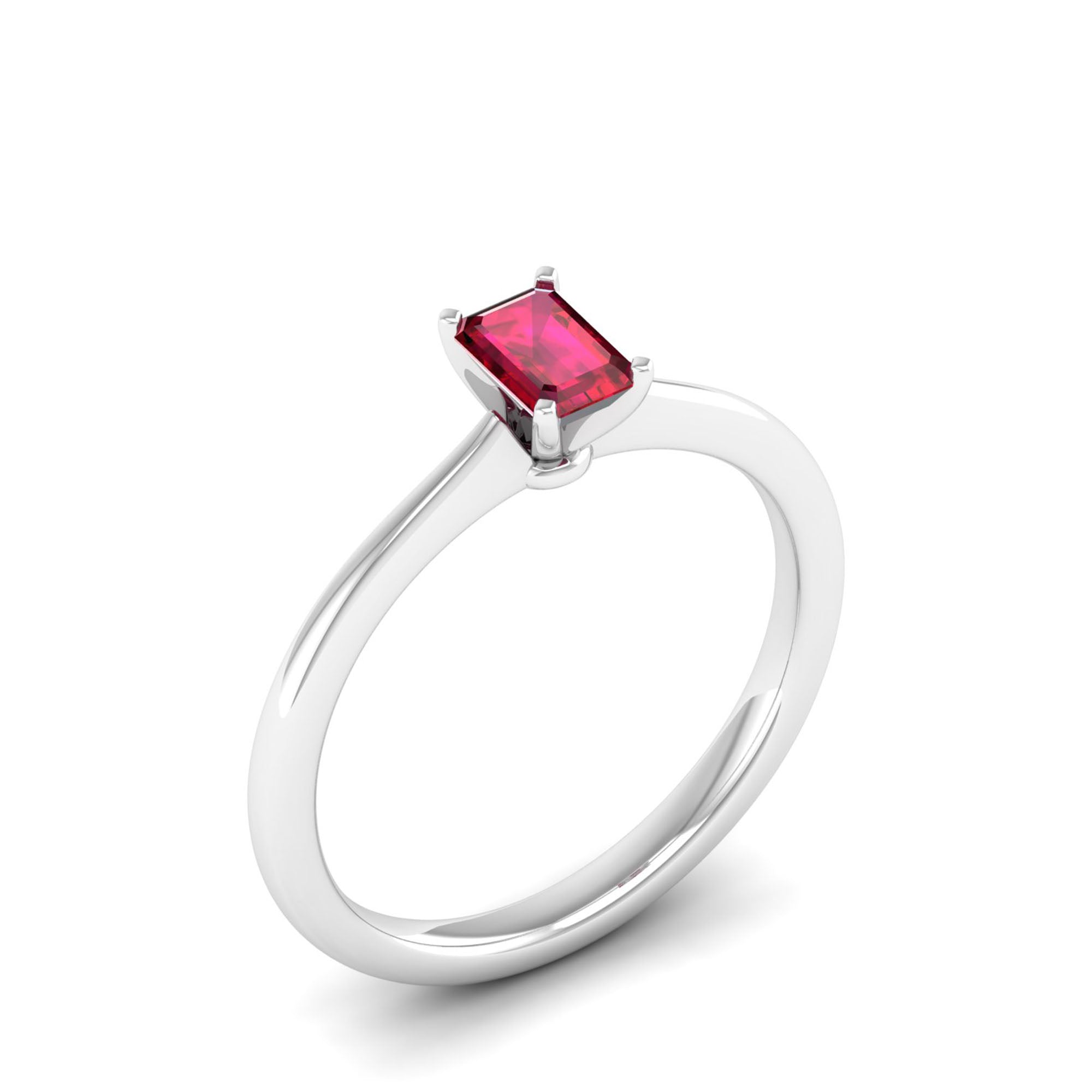 Celestar Emerald-Cut Ruby Solitaire Ring  0.50 Carat