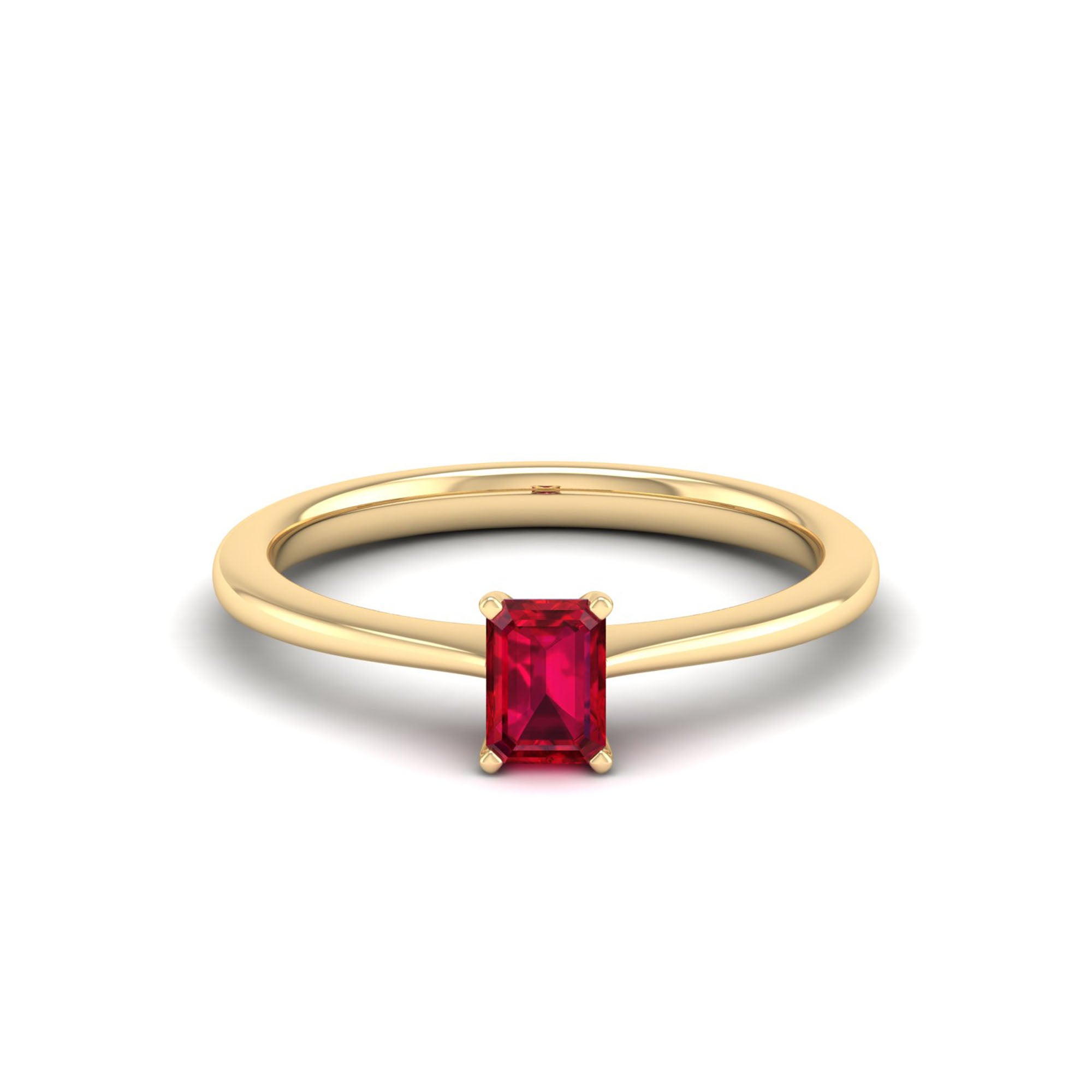 Celestar Emerald-Cut Ruby Solitaire Ring  0.50 Carat