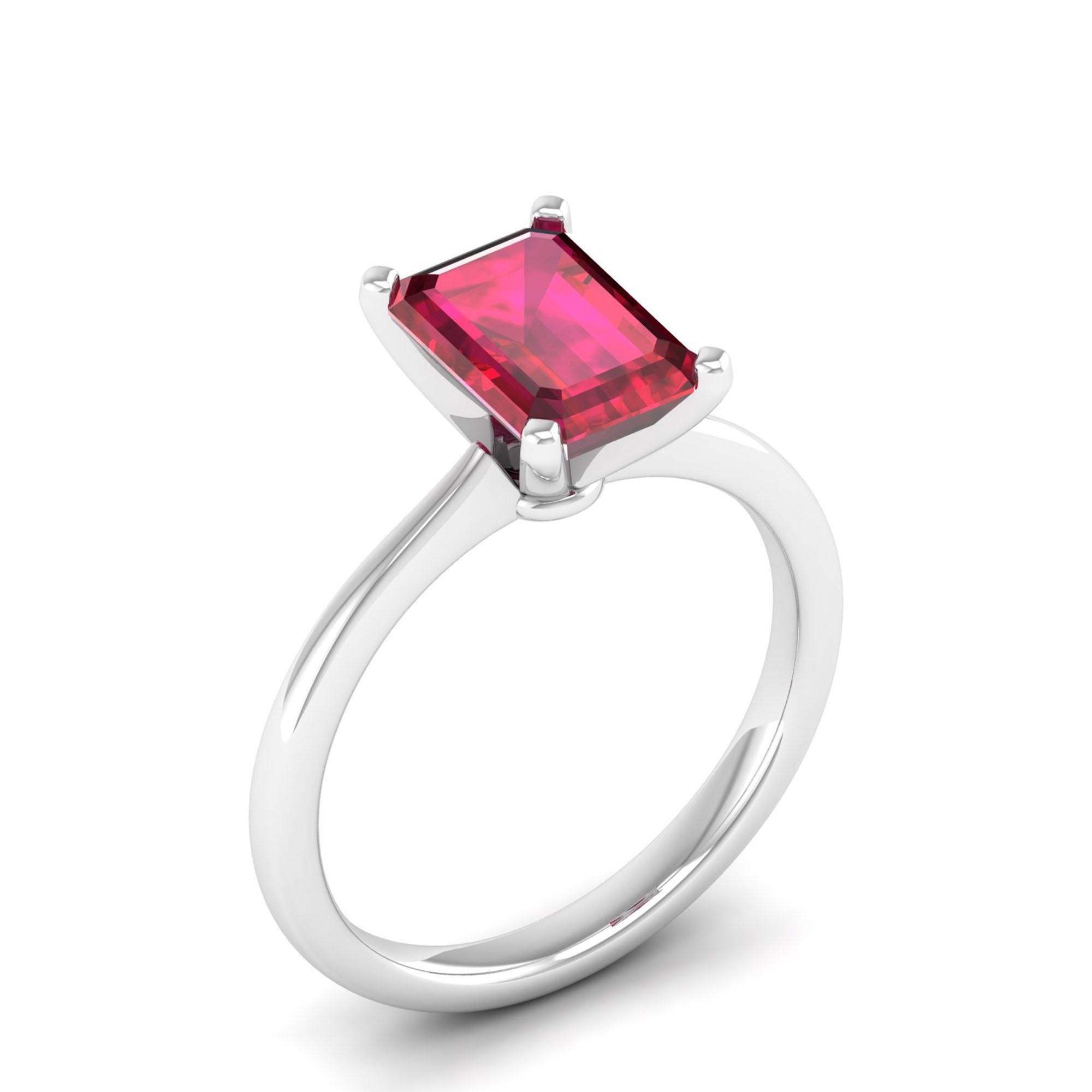 Celestar Emerald-Cut Ruby Solitaire Ring  2.50 Carat