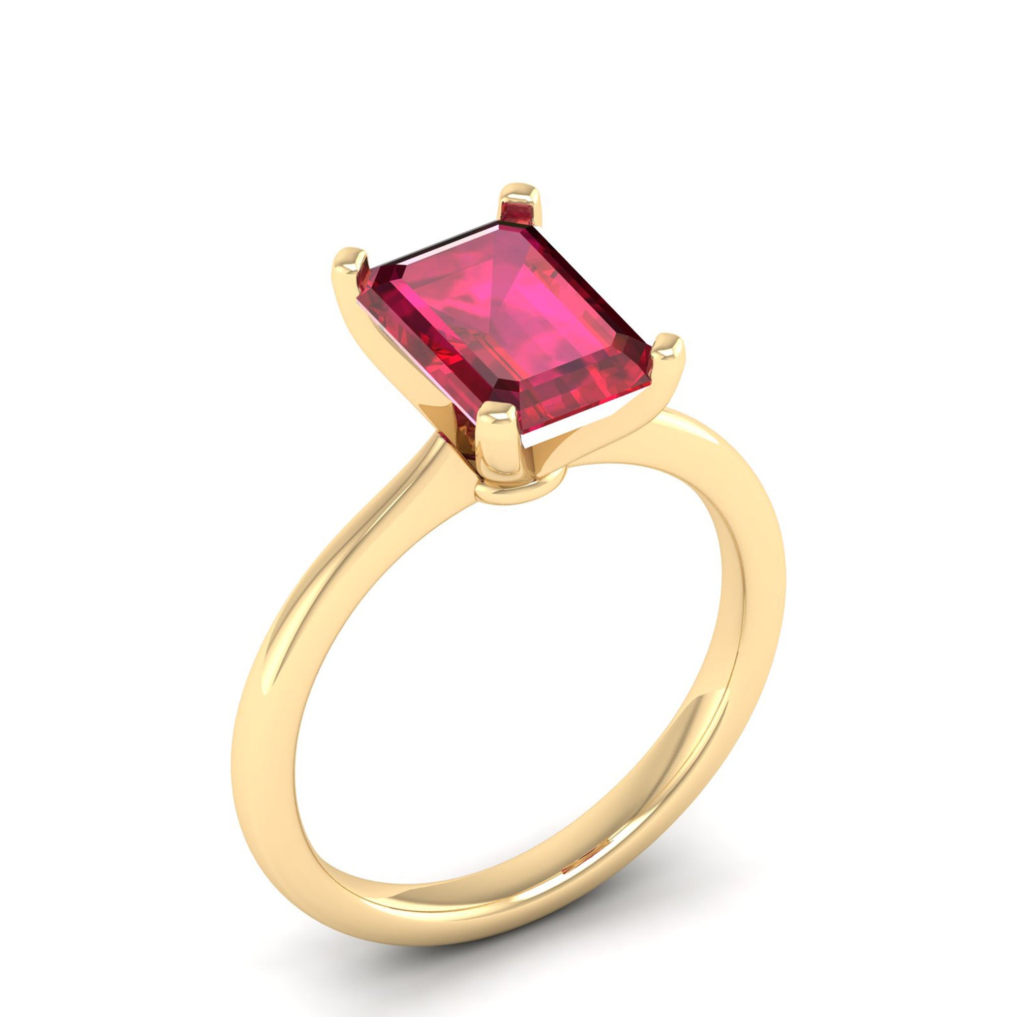 Celestar Emerald-Cut Ruby Solitaire Ring  3.0 Carat