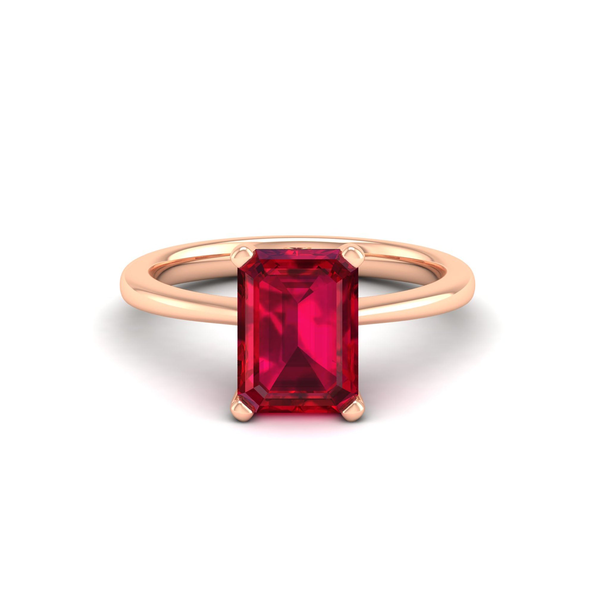 Celestar Emerald-Cut Ruby Solitaire Ring  3.0 Carat