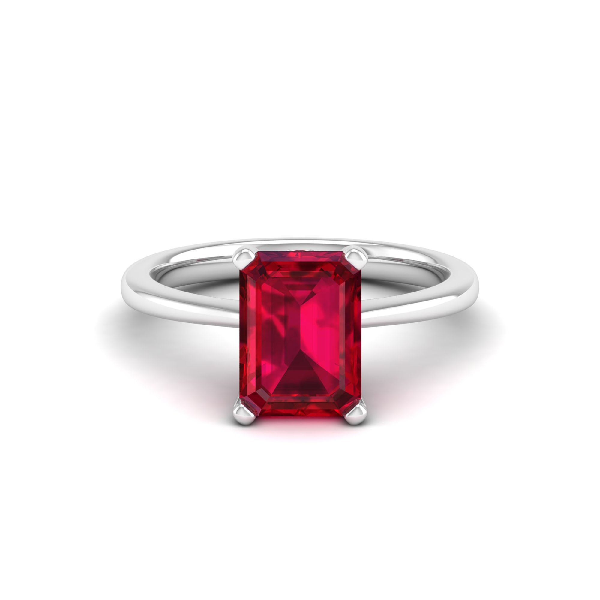 Celestar Emerald-Cut Ruby Solitaire Ring  3.0 Carat