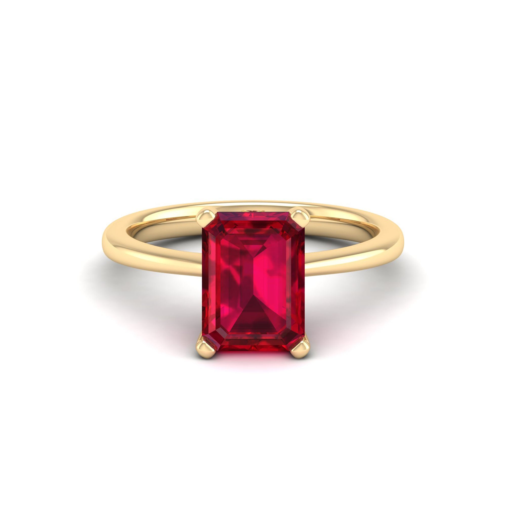 Celestar Emerald-Cut Ruby Solitaire Ring  3.0 Carat